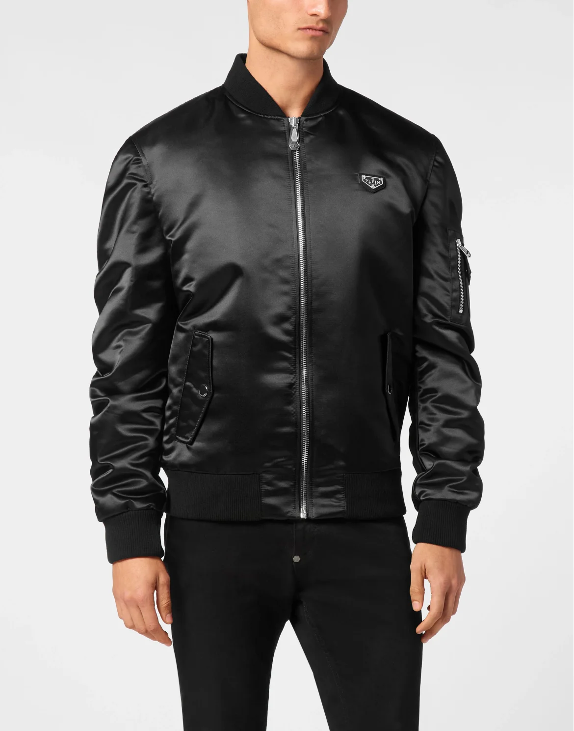 Satin Top Gun Bomber LS Gothic Plein, цвет: Черный