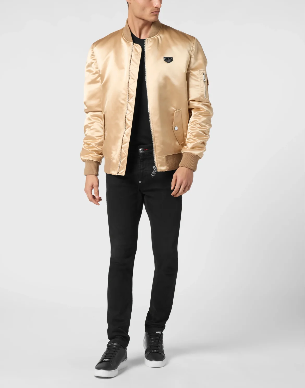 Satin Top Gun Bomber LS Gothic Plein, цвет: Бежевый