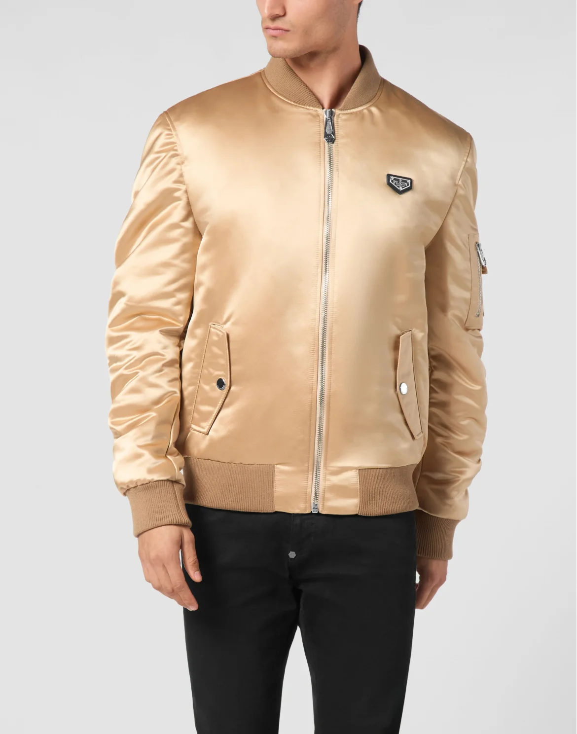 Satin Top Gun Bomber LS Gothic Plein, цвет: Бежевый