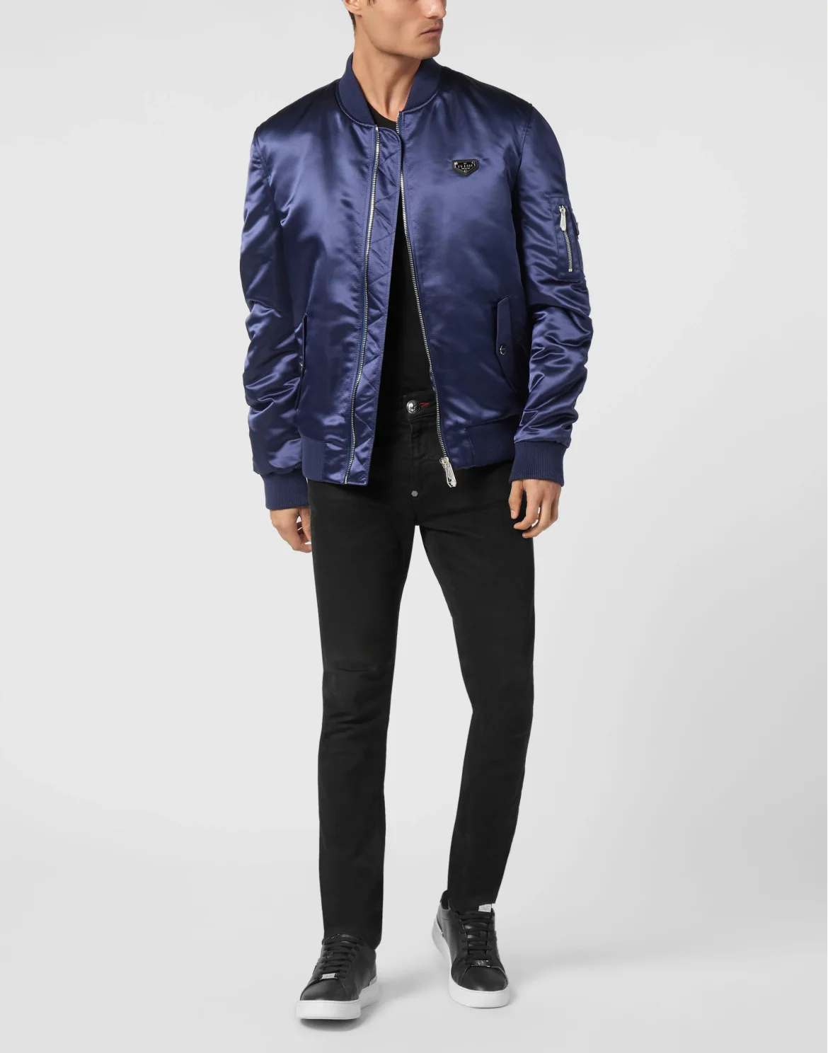 Satin Top Gun Bomber LS Gothic Plein, цвет: Синий