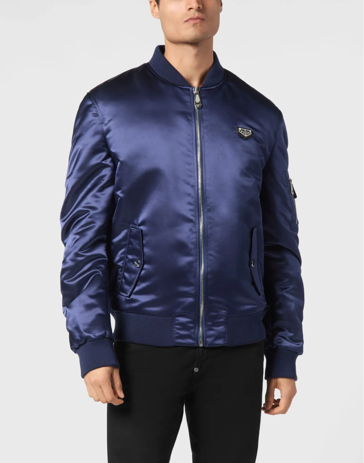 Satin Top Gun Bomber LS Gothic Plein, цвет: Синий