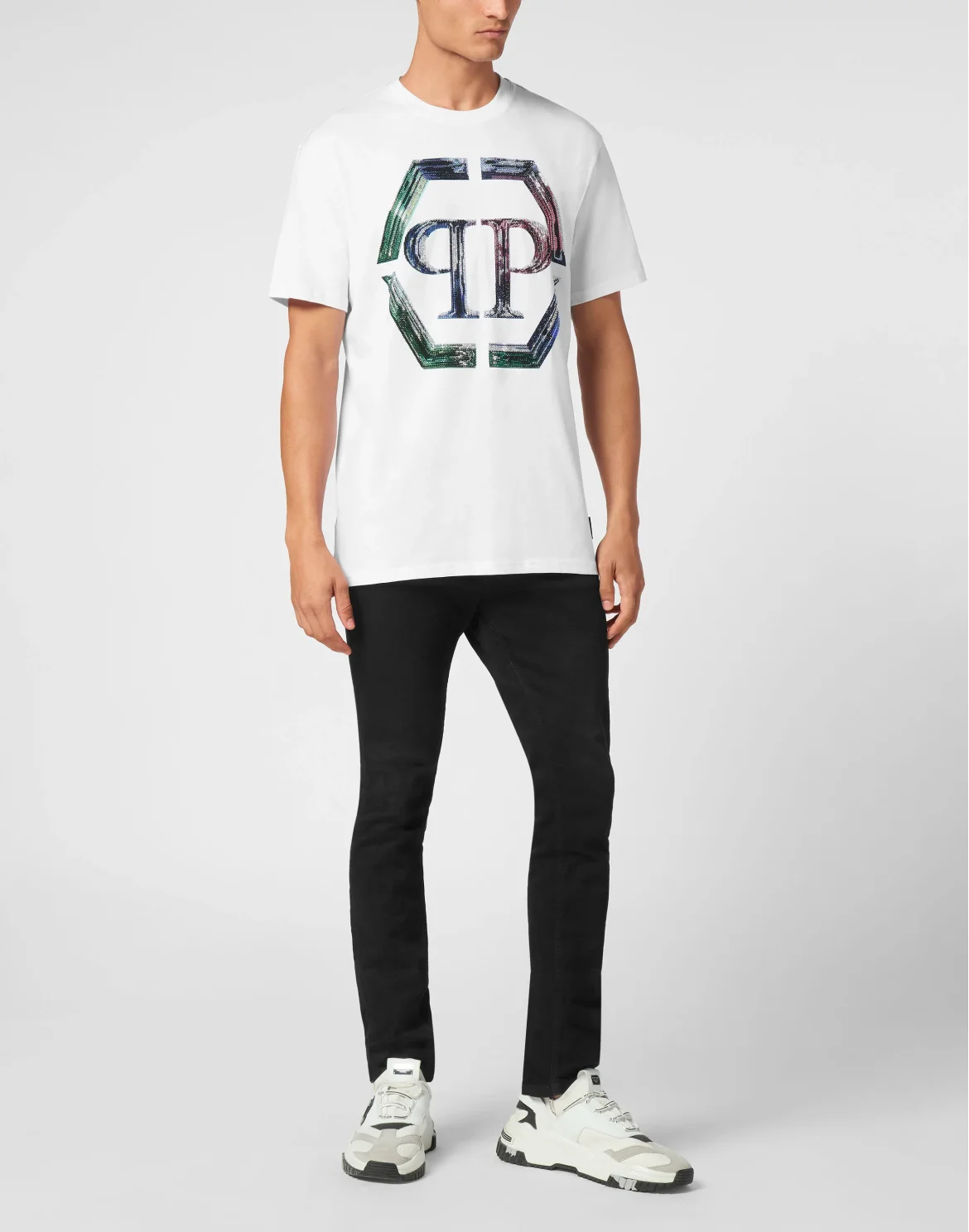 T-shirt Round Neck SS Strass Hexagon, цвет: Белый