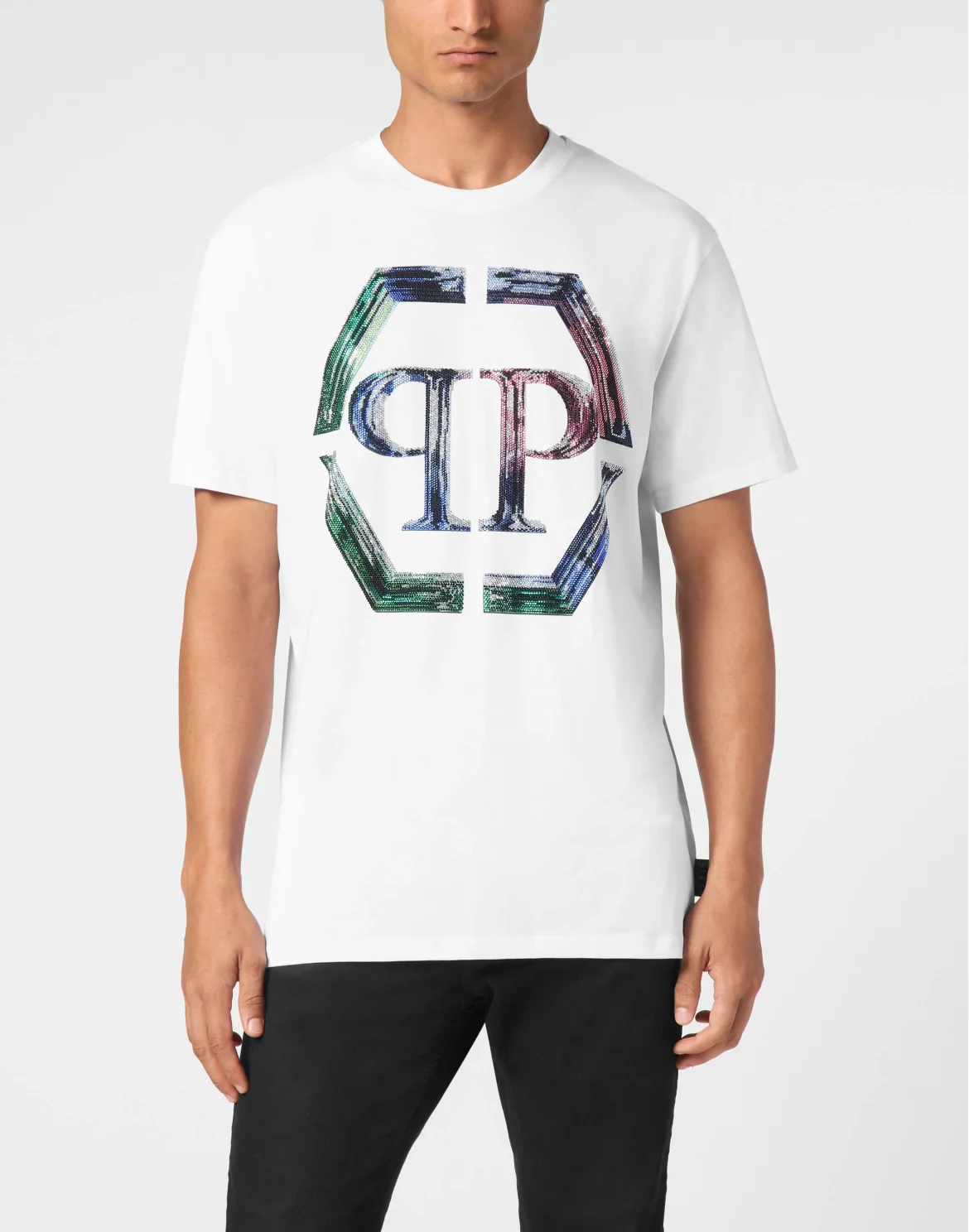 T-shirt Round Neck SS Strass Hexagon, цвет: Белый