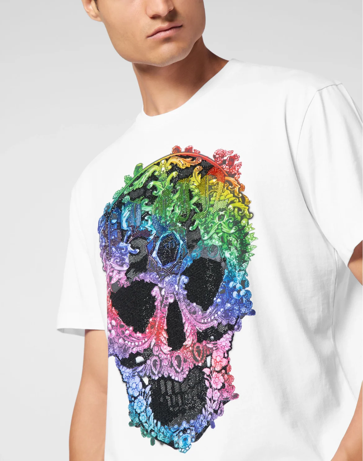 T-shirt Round Neck SS Baroque Skull, цвет: Белый