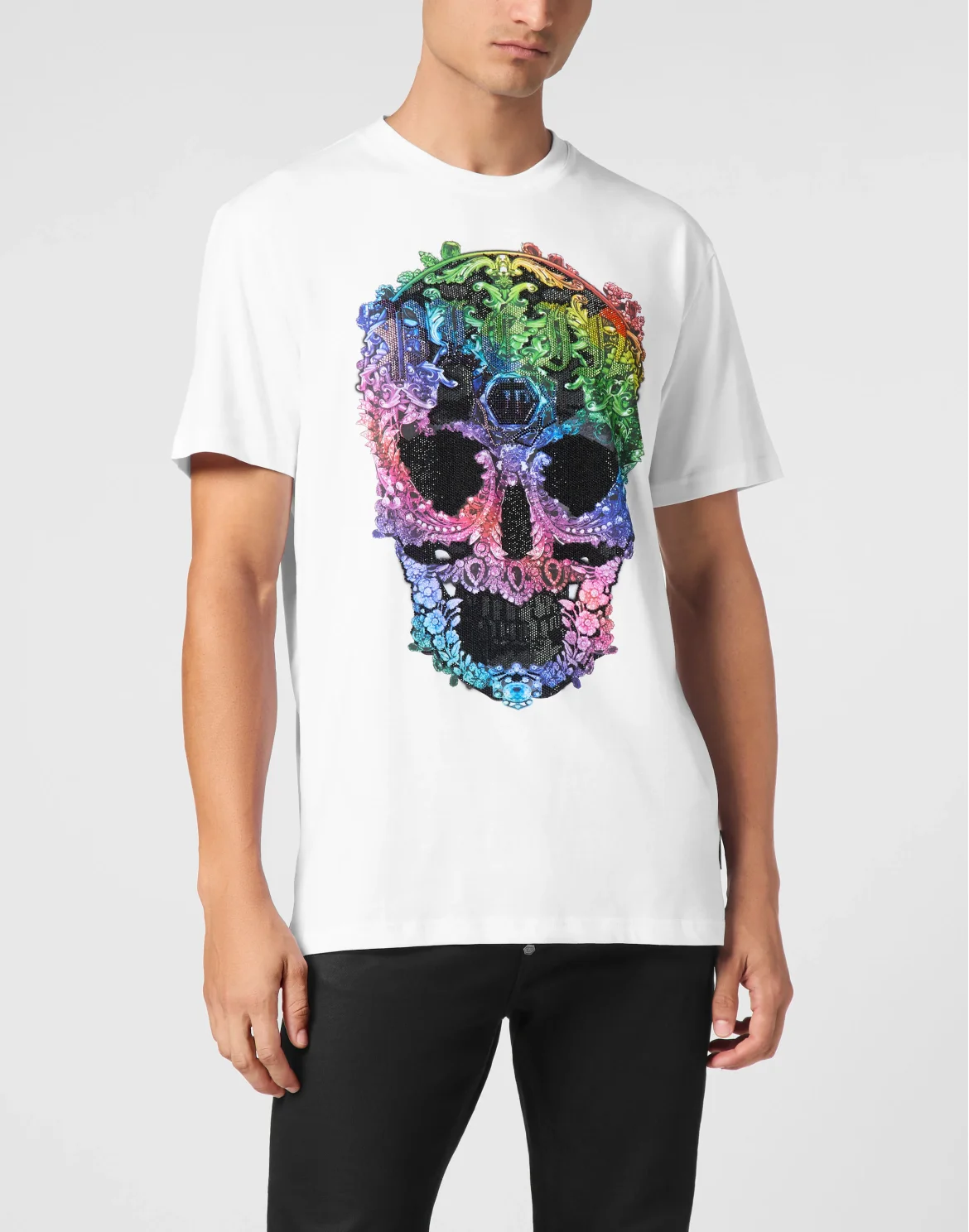 T-shirt Round Neck SS Baroque Skull, цвет: Белый