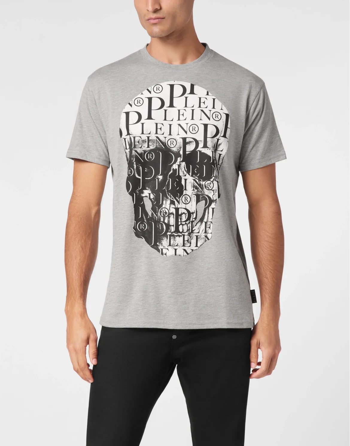 T-shirt Round Neck SS Print Skull, цвет: Серый