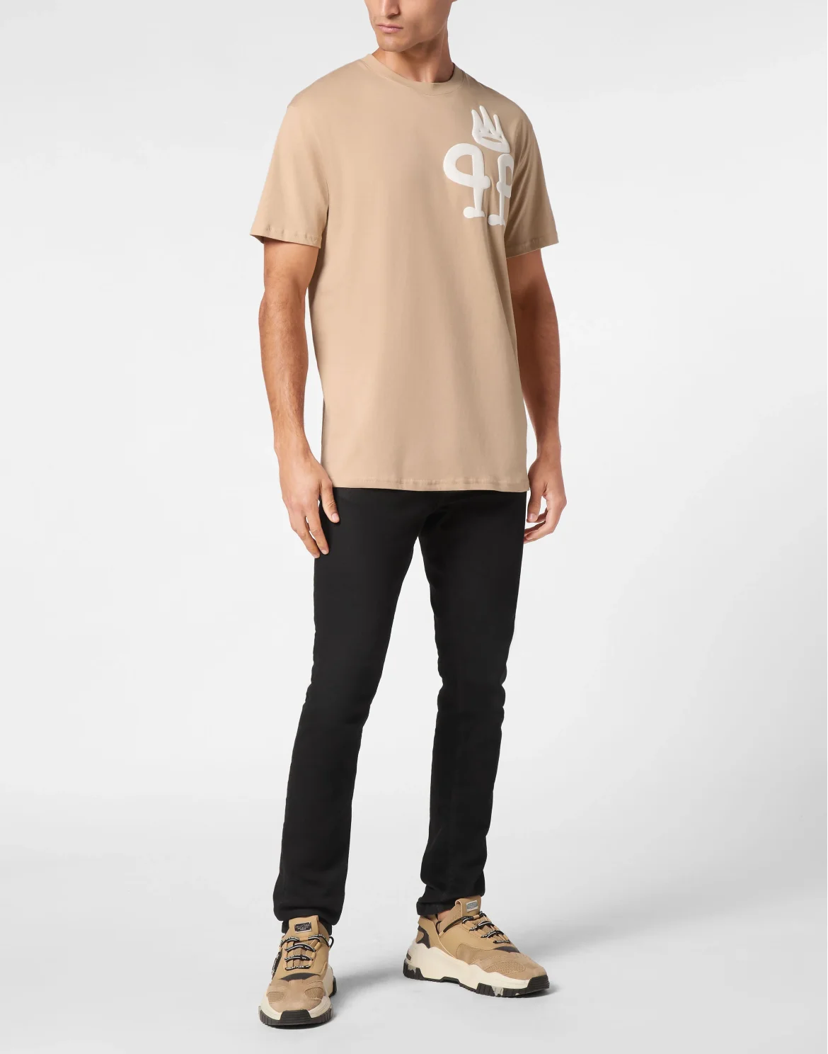 T-shirt Round Neck SS King Plein, цвет: Бежевый