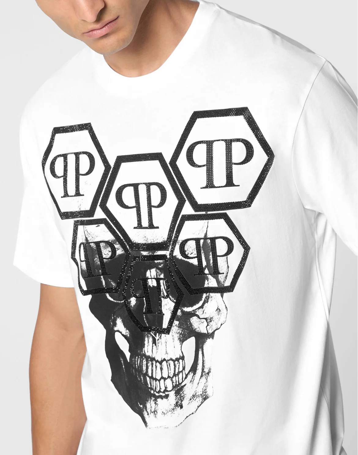 T-shirt Round Neck SS Stones Skull, цвет: Белый