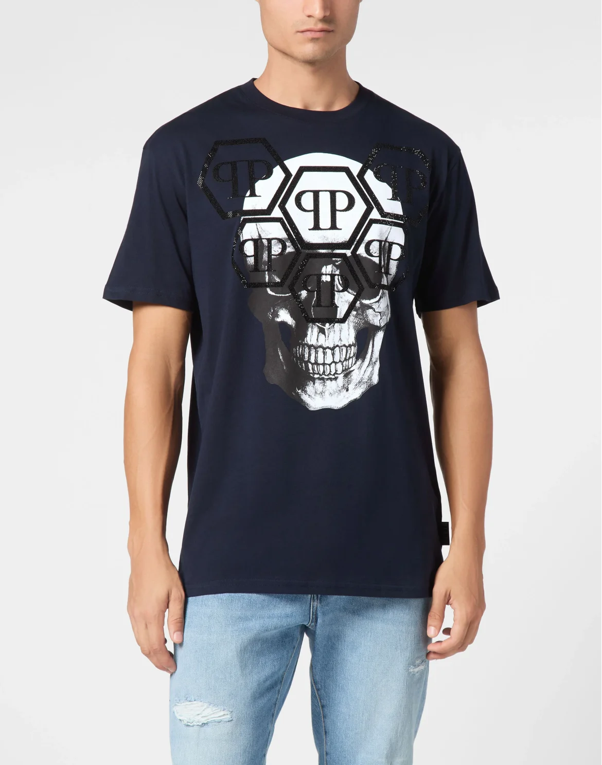T-shirt Round Neck SS Stones Skull, цвет: Синий