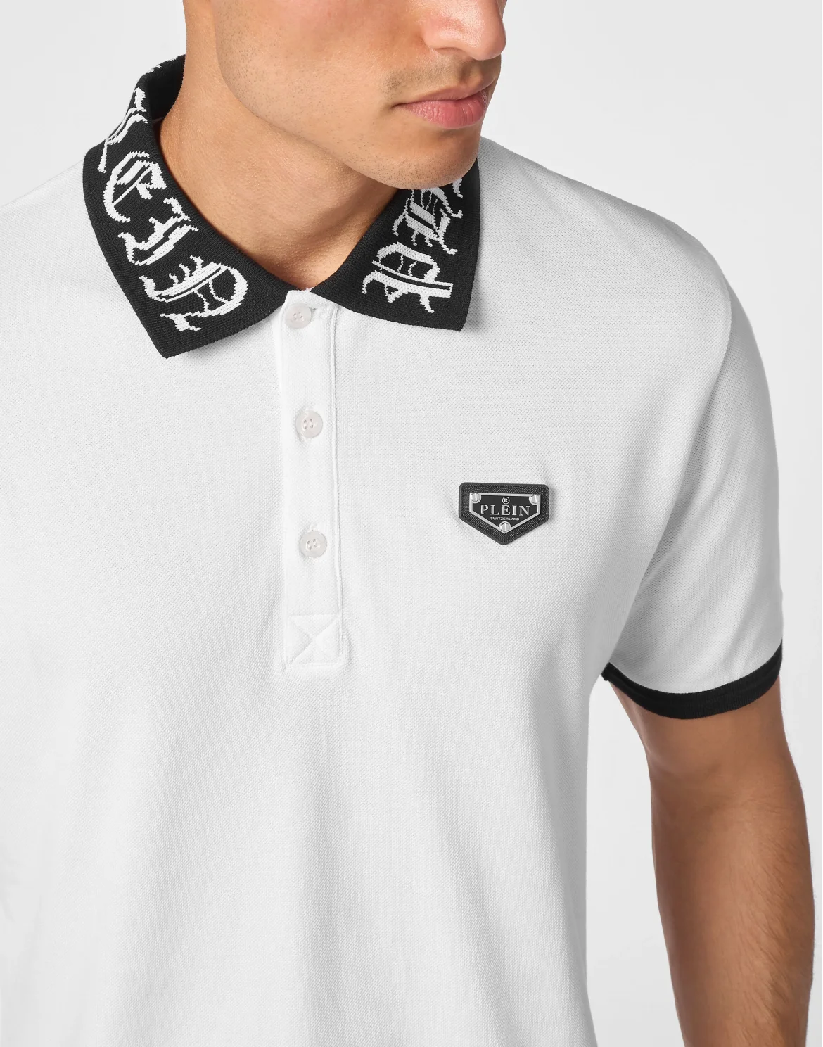 Pique Polo Shirt SS Gothic Plein, цвет: Белый