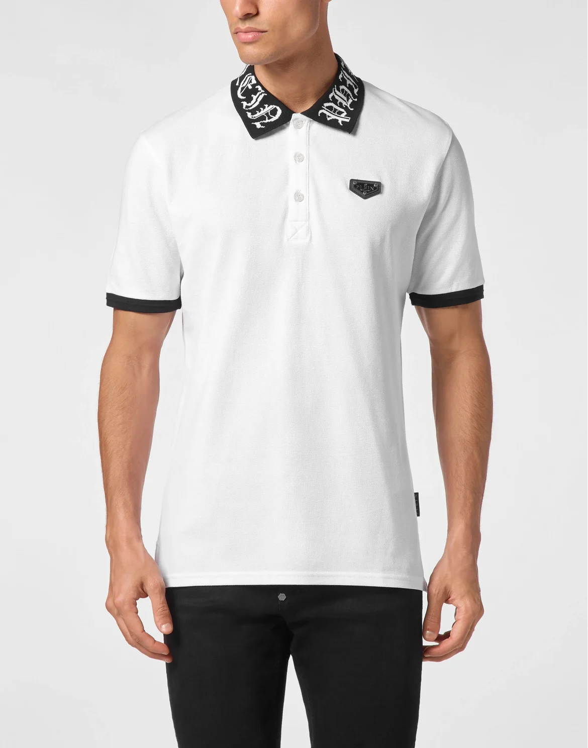 Pique Polo Shirt SS Gothic Plein, цвет: Белый