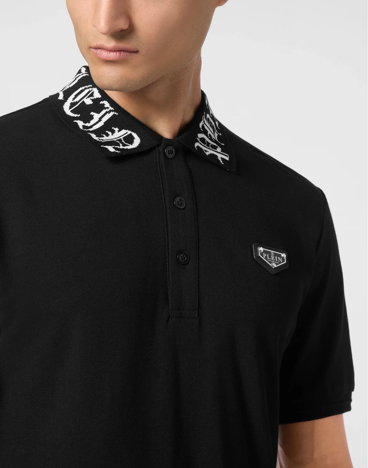 Pique Polo Shirt SS Gothic Plein, цвет: Черный