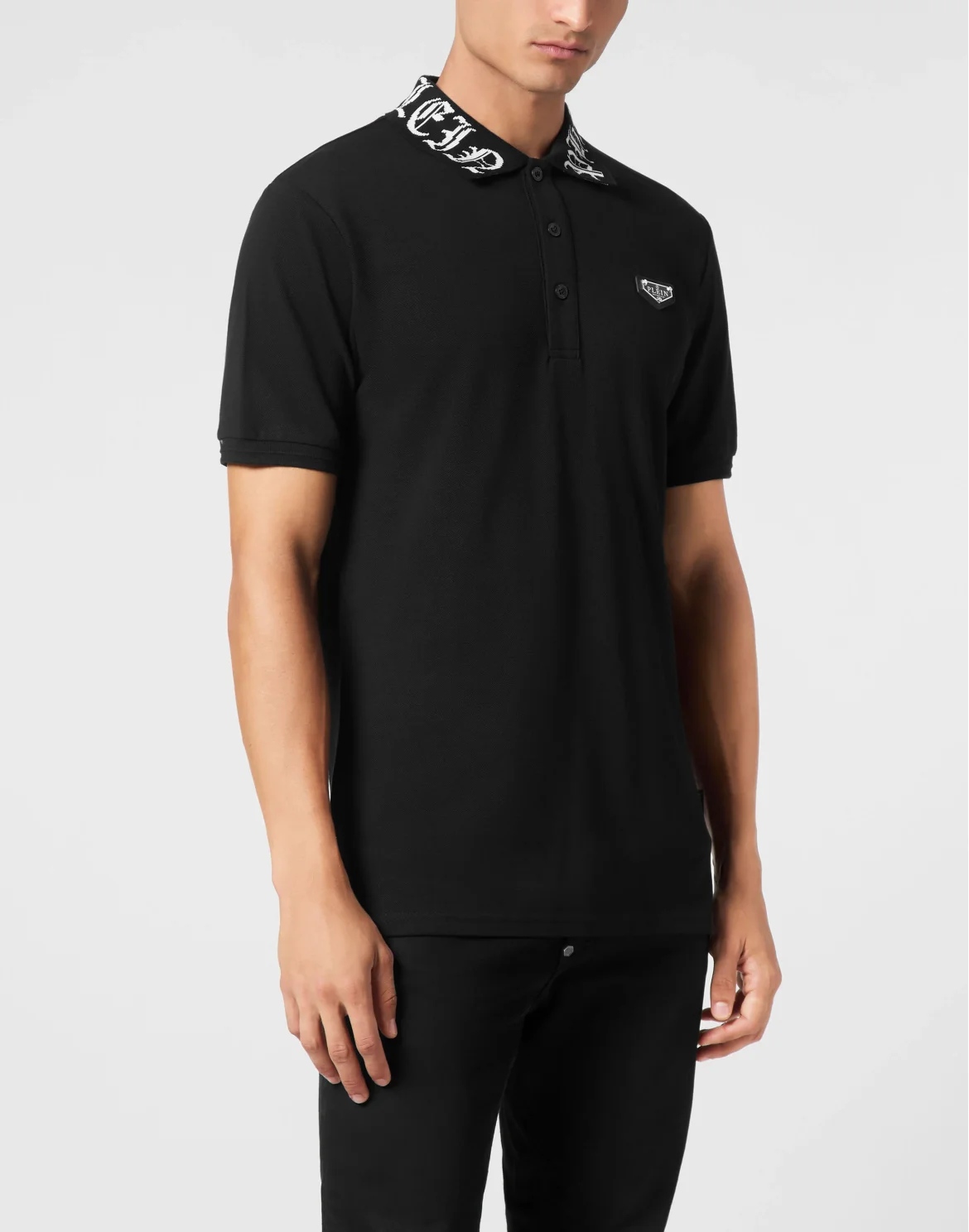 Pique Polo Shirt SS Gothic Plein, цвет: Черный