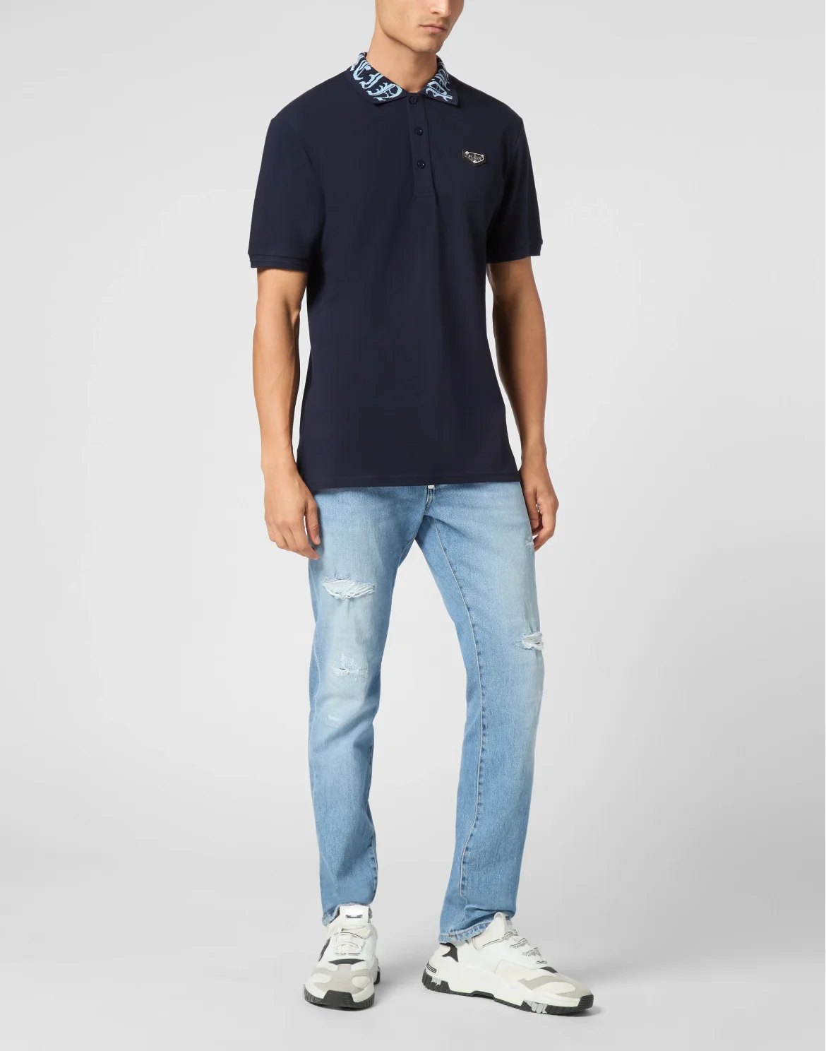 Pique Polo Shirt SS Gothic Plein, цвет: Синий
