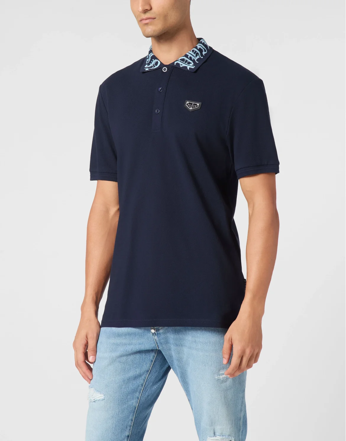 Pique Polo Shirt SS Gothic Plein, цвет: Синий