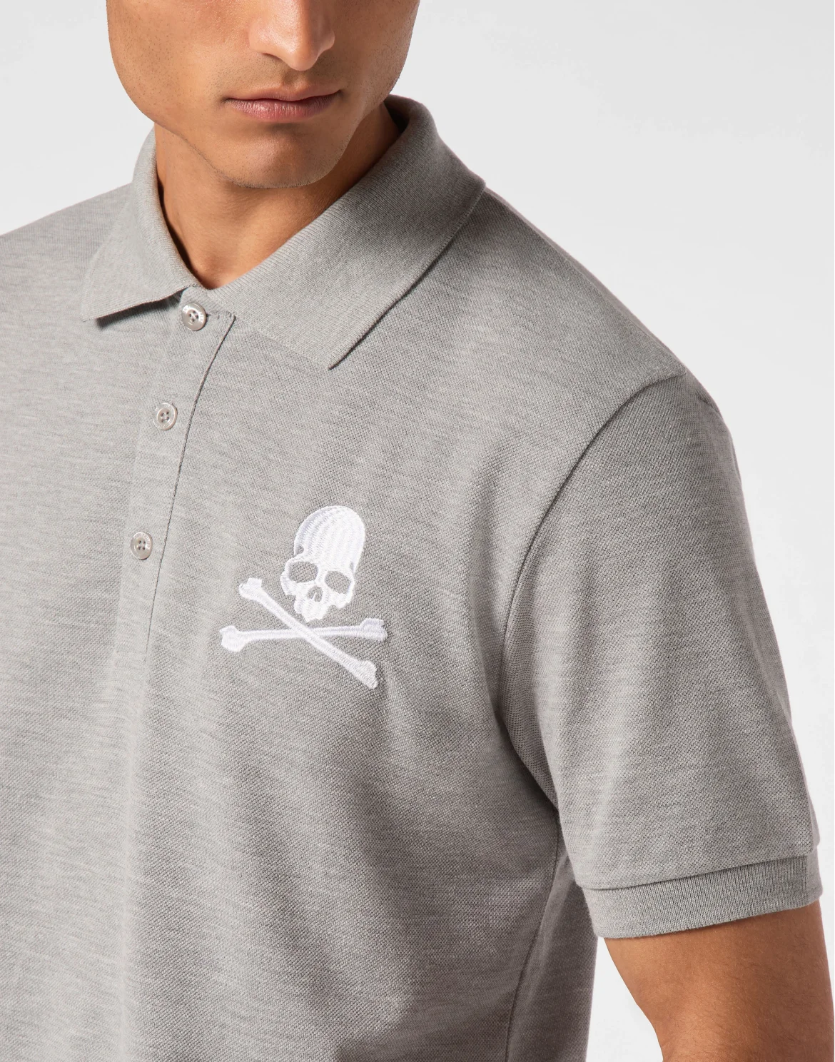 Pique Polo Shirt SS Skull&Bones, цвет: Серый