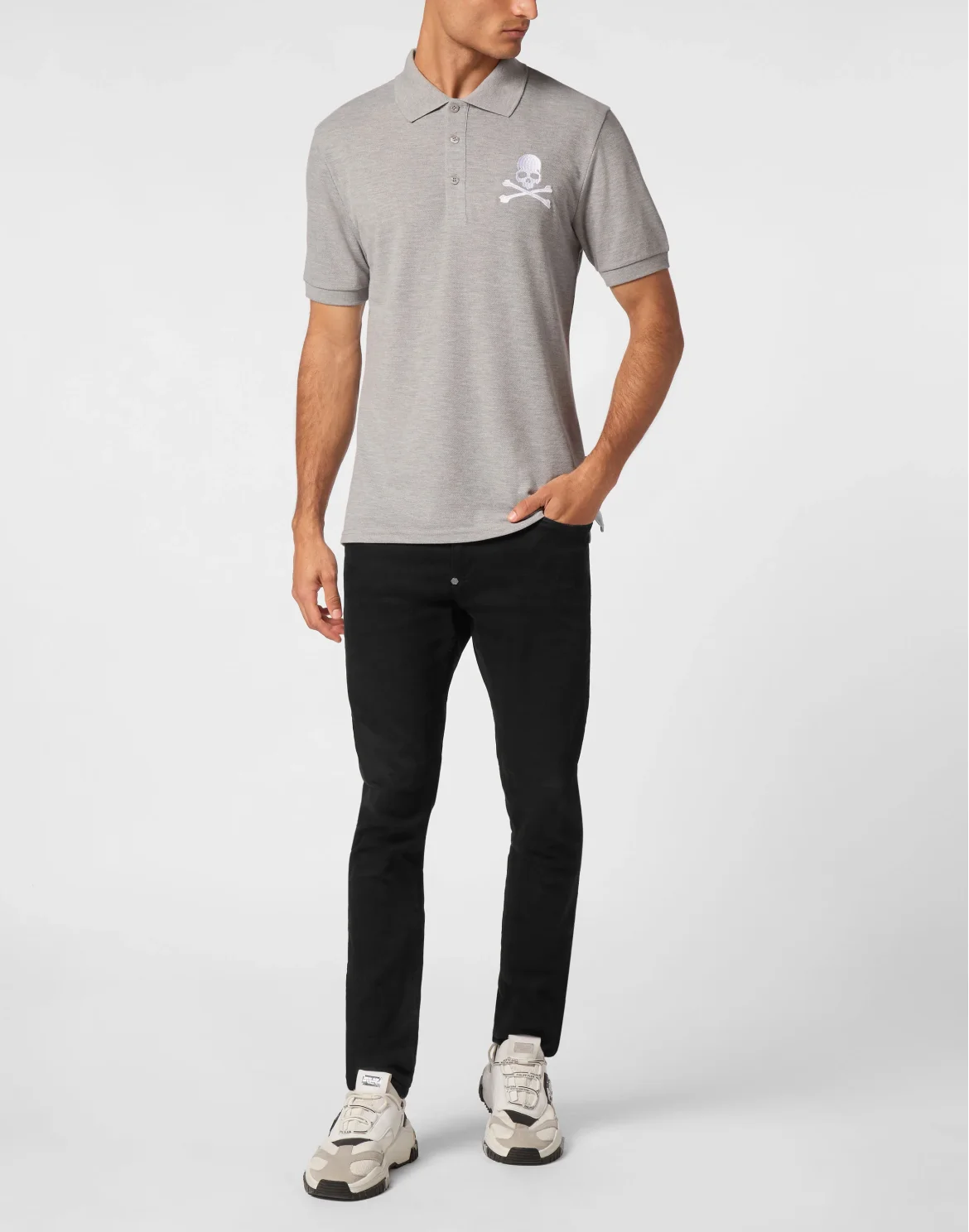 Pique Polo Shirt SS Skull&Bones, цвет: Серый