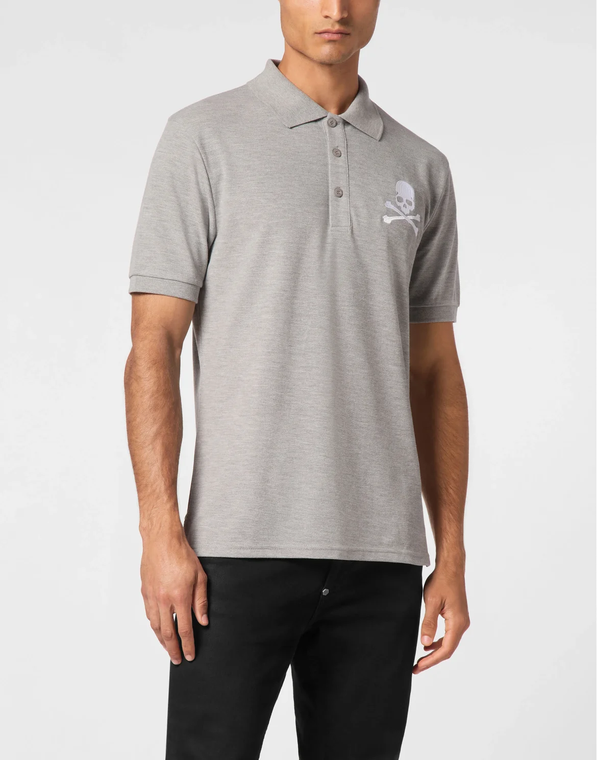 Pique Polo Shirt SS Skull&Bones, цвет: Серый