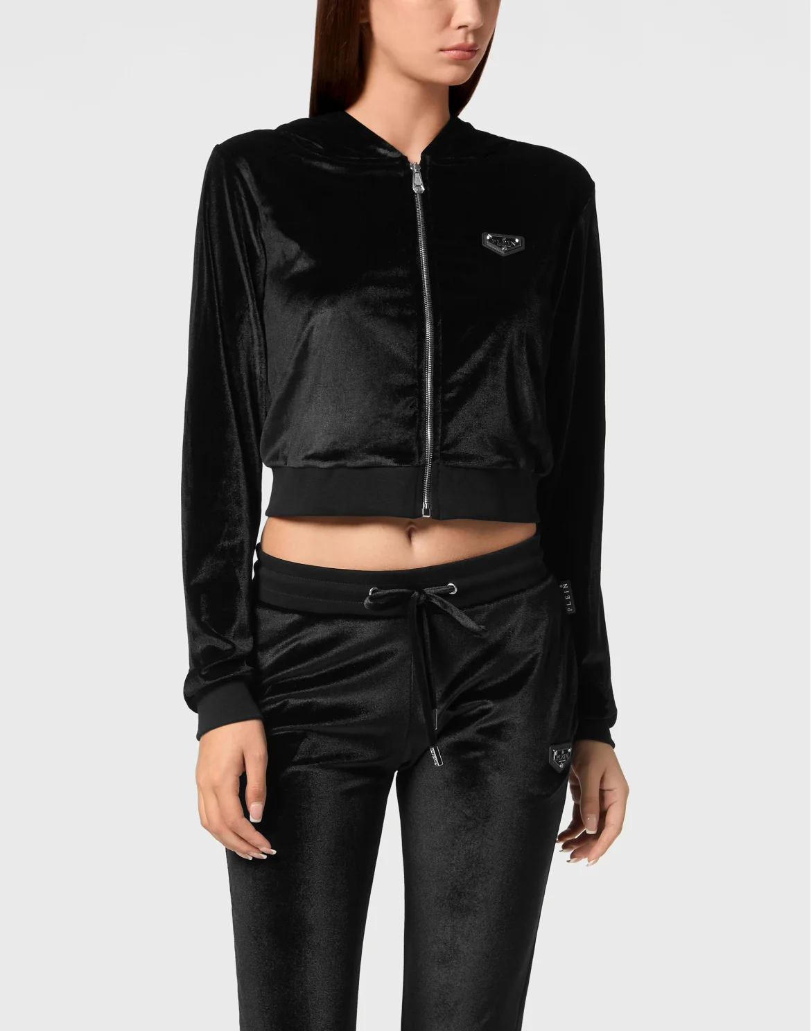 Chenille Hoodie Sweatjacket Strass Skull, цвет: Черный