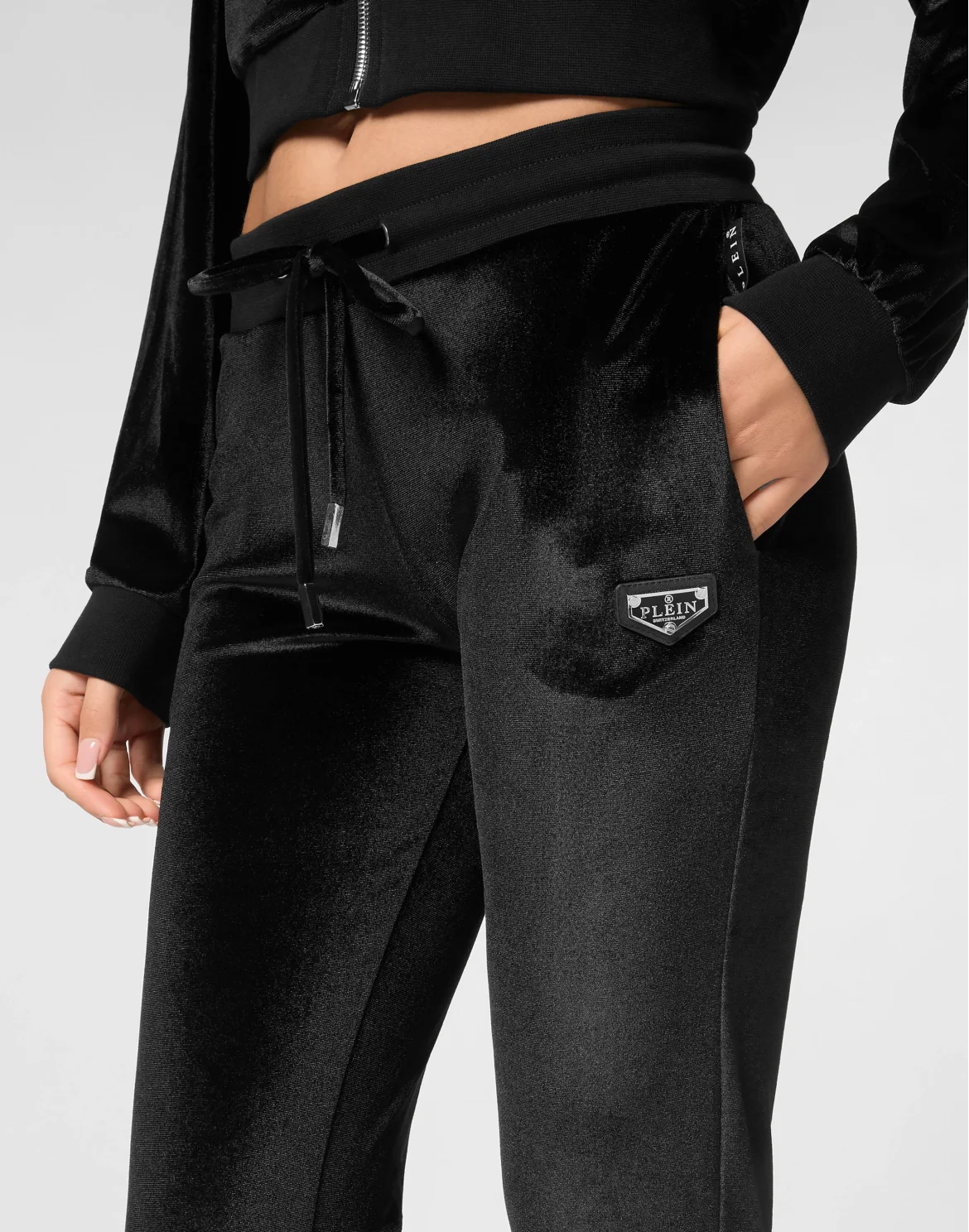 Chenille Jogging Trousers Strass Skull, цвет: Черный