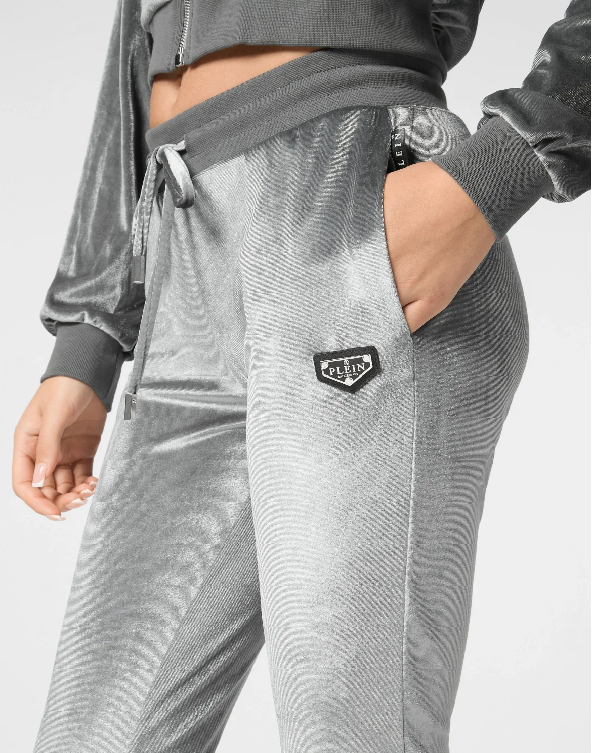 Chenille Jogging Trousers Strass Skull, цвет: Серый