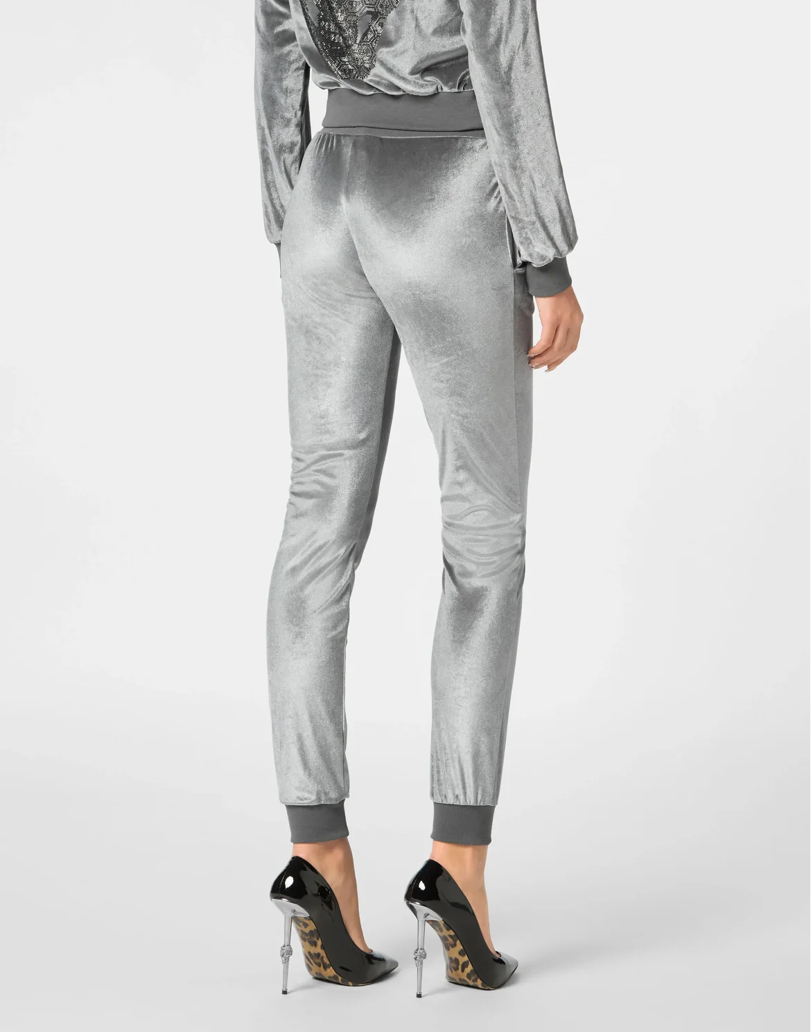 Chenille Jogging Trousers Strass Skull, цвет: Серый