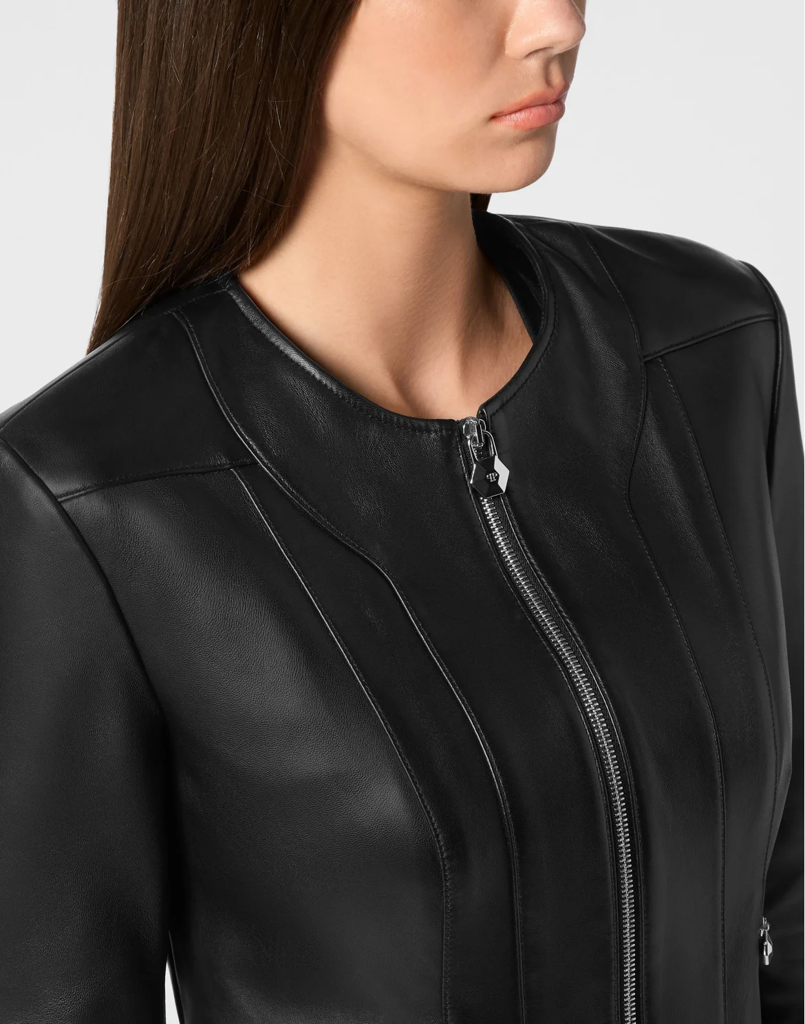Leather Biker Jacket LS, цвет: Черный