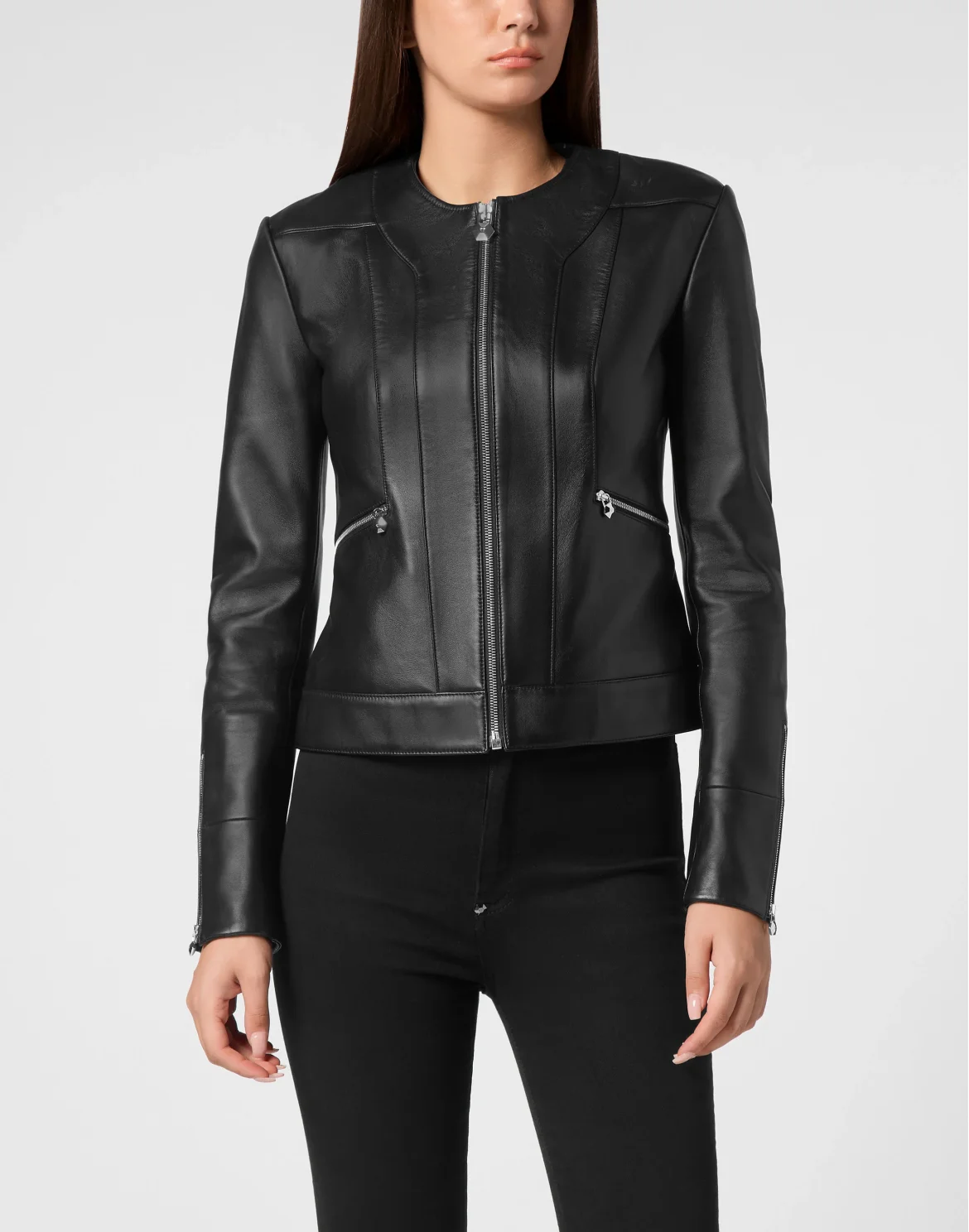 Leather Biker Jacket LS, цвет: Черный