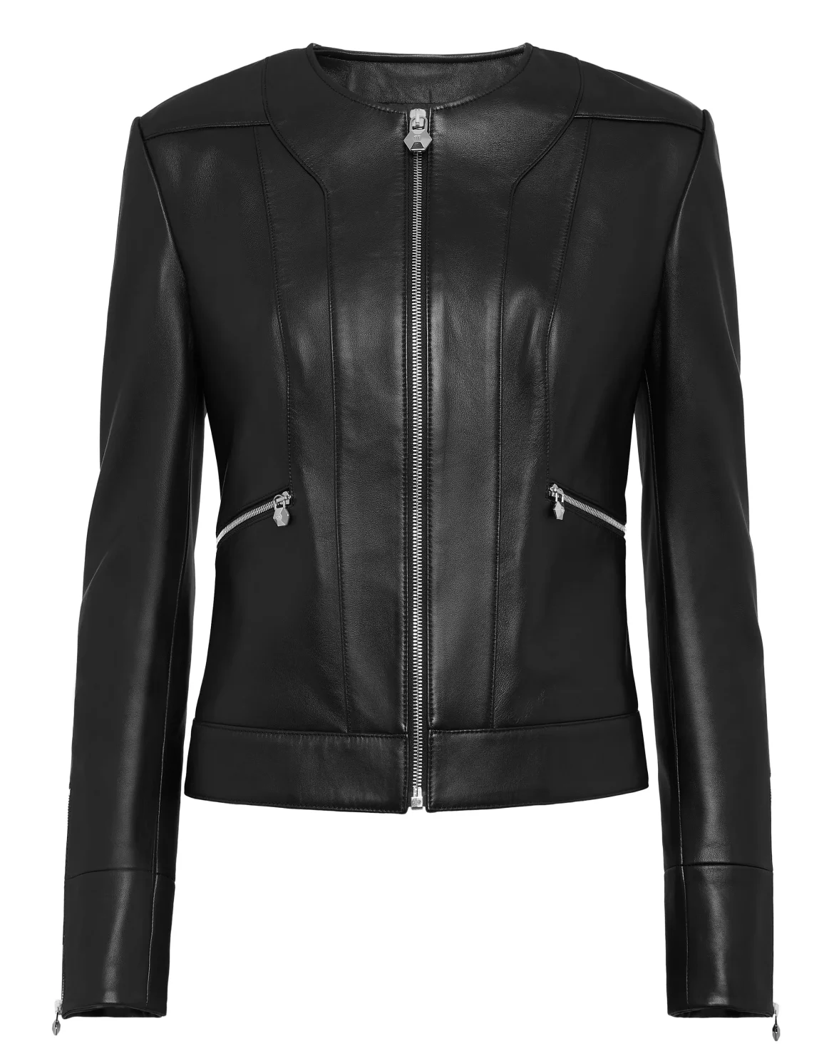 Leather Biker Jacket LS, цвет: Черный