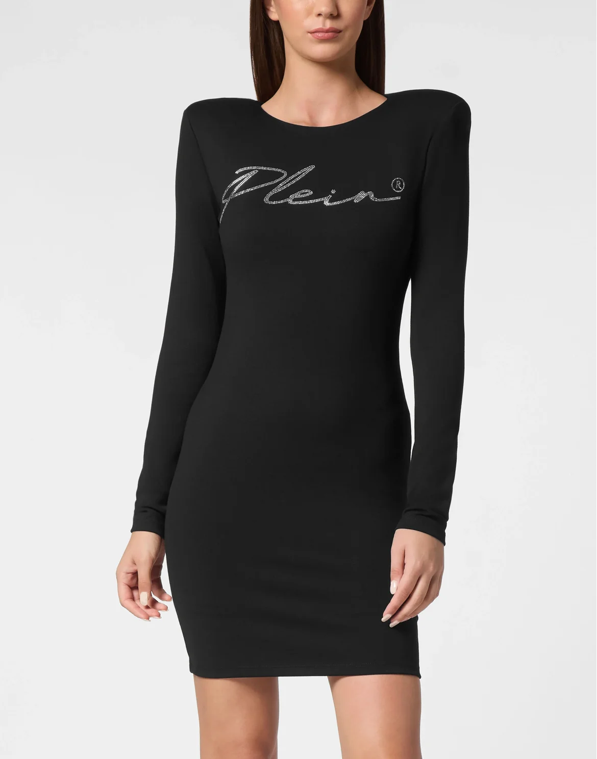Mini Dress LS Strass Signature, цвет: Черный