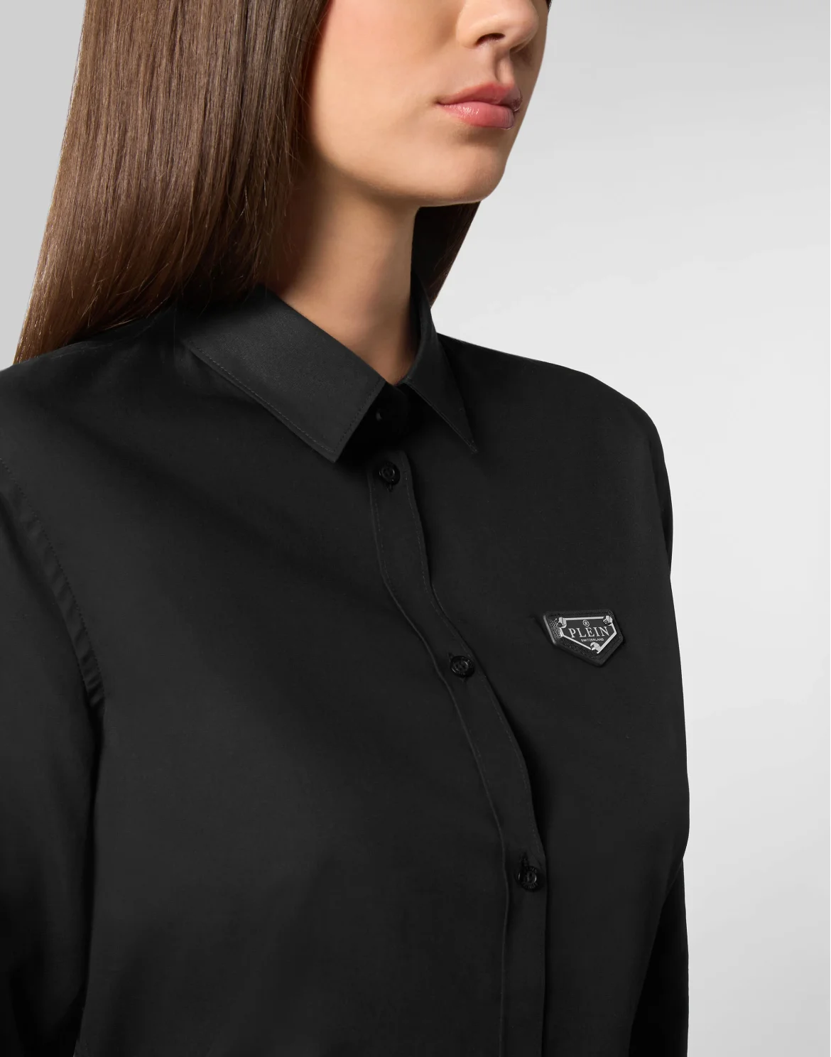 Poplin Shirt LS Iconic Plein, цвет: Черный