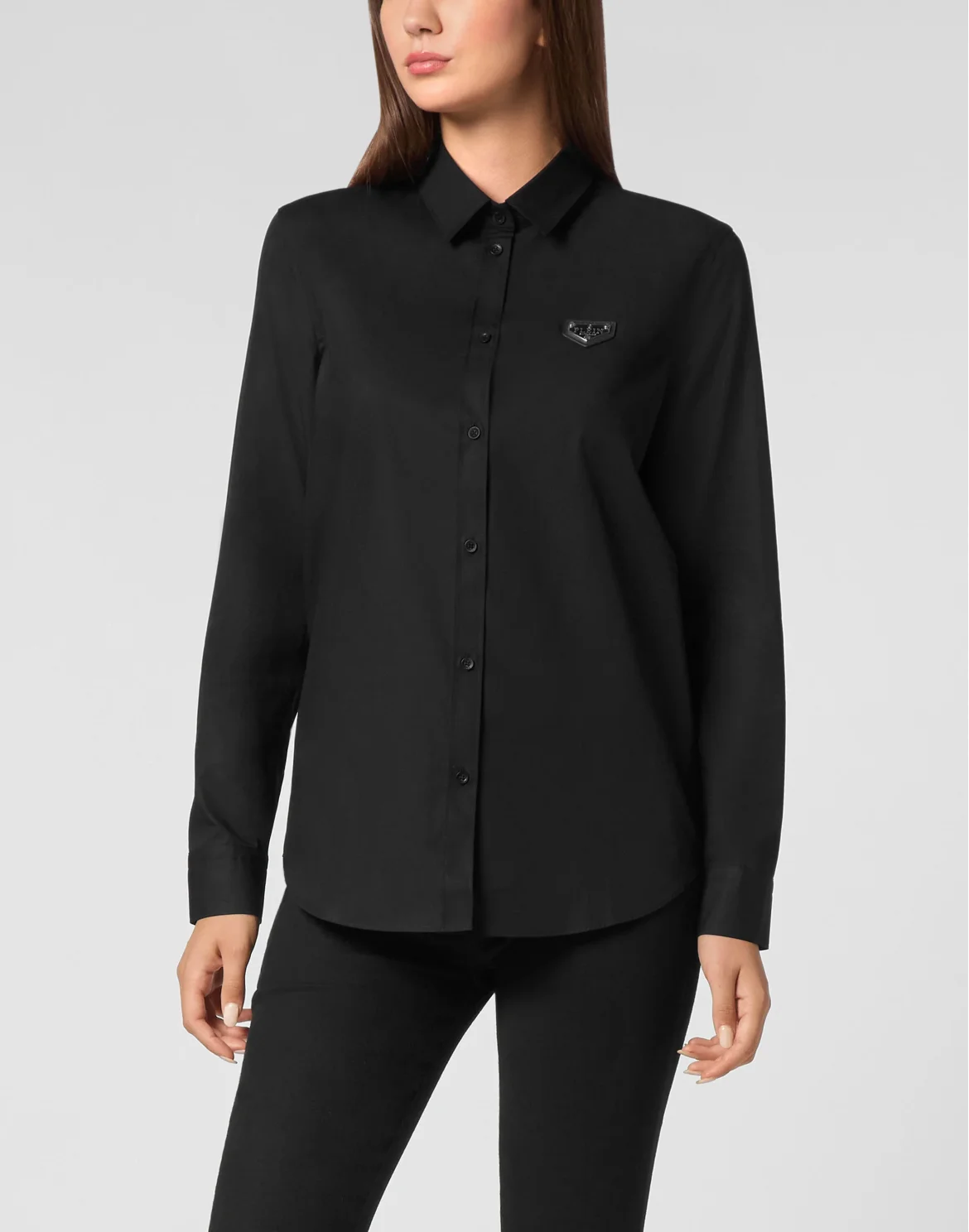 Poplin Shirt LS Iconic Plein, цвет: Черный