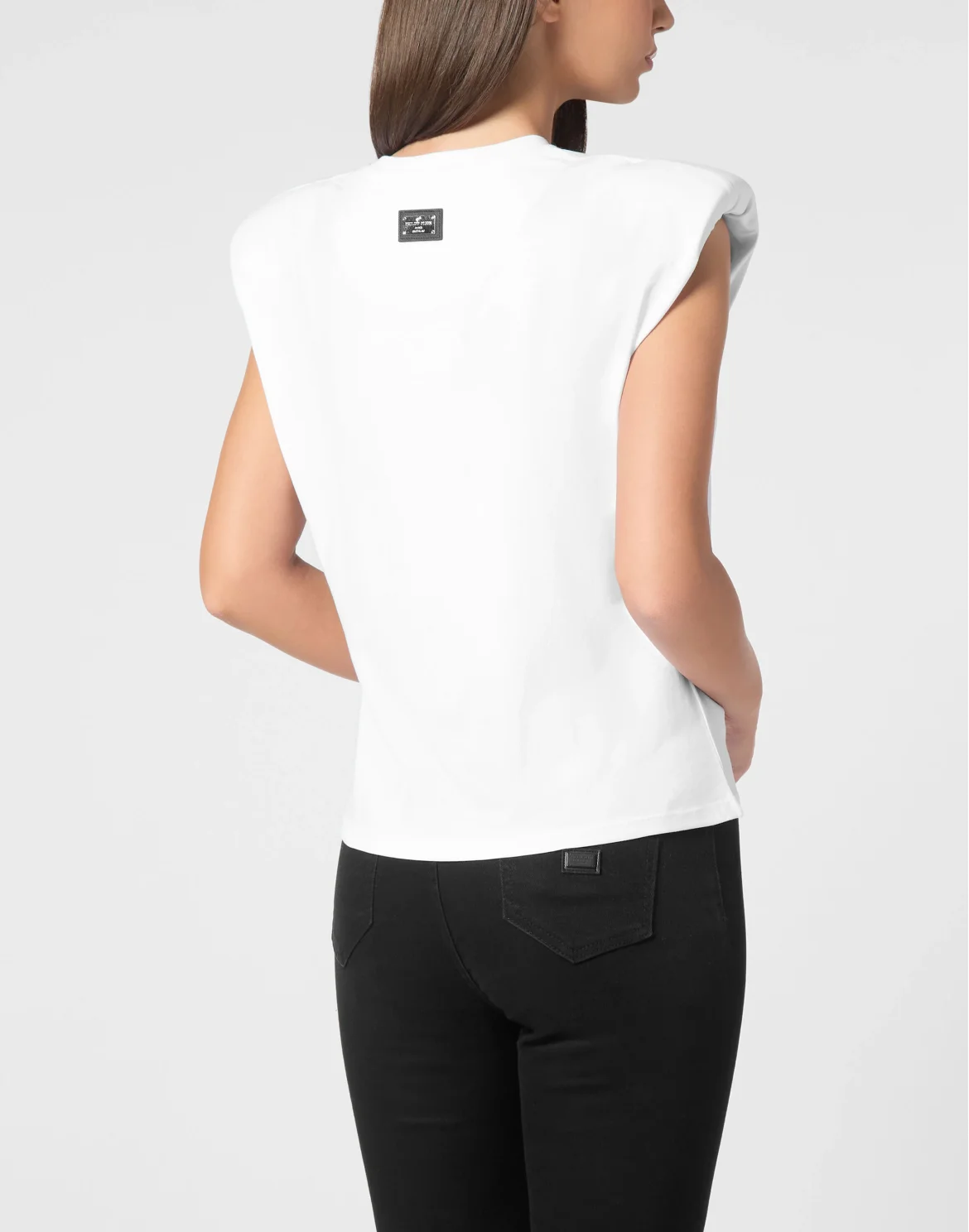 Tank Top Round Neck Piercing With Padded Shoulder, цвет: Белый