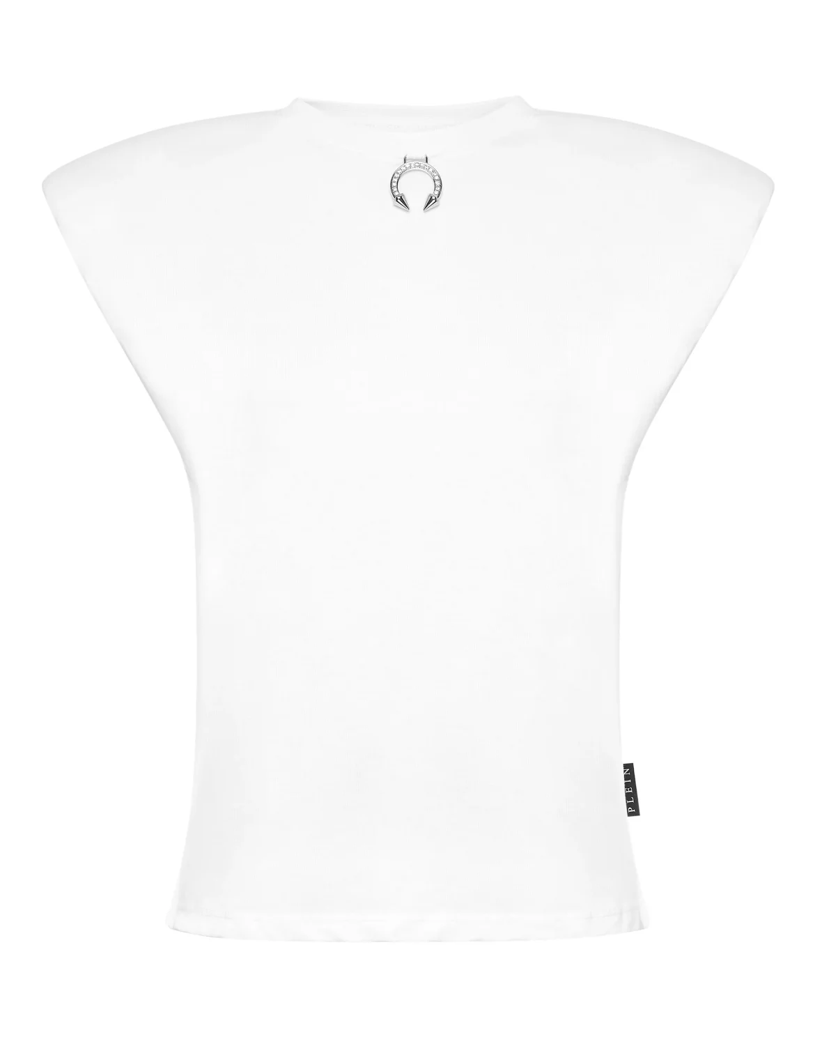 Tank Top Round Neck Piercing With Padded Shoulder, цвет: Белый