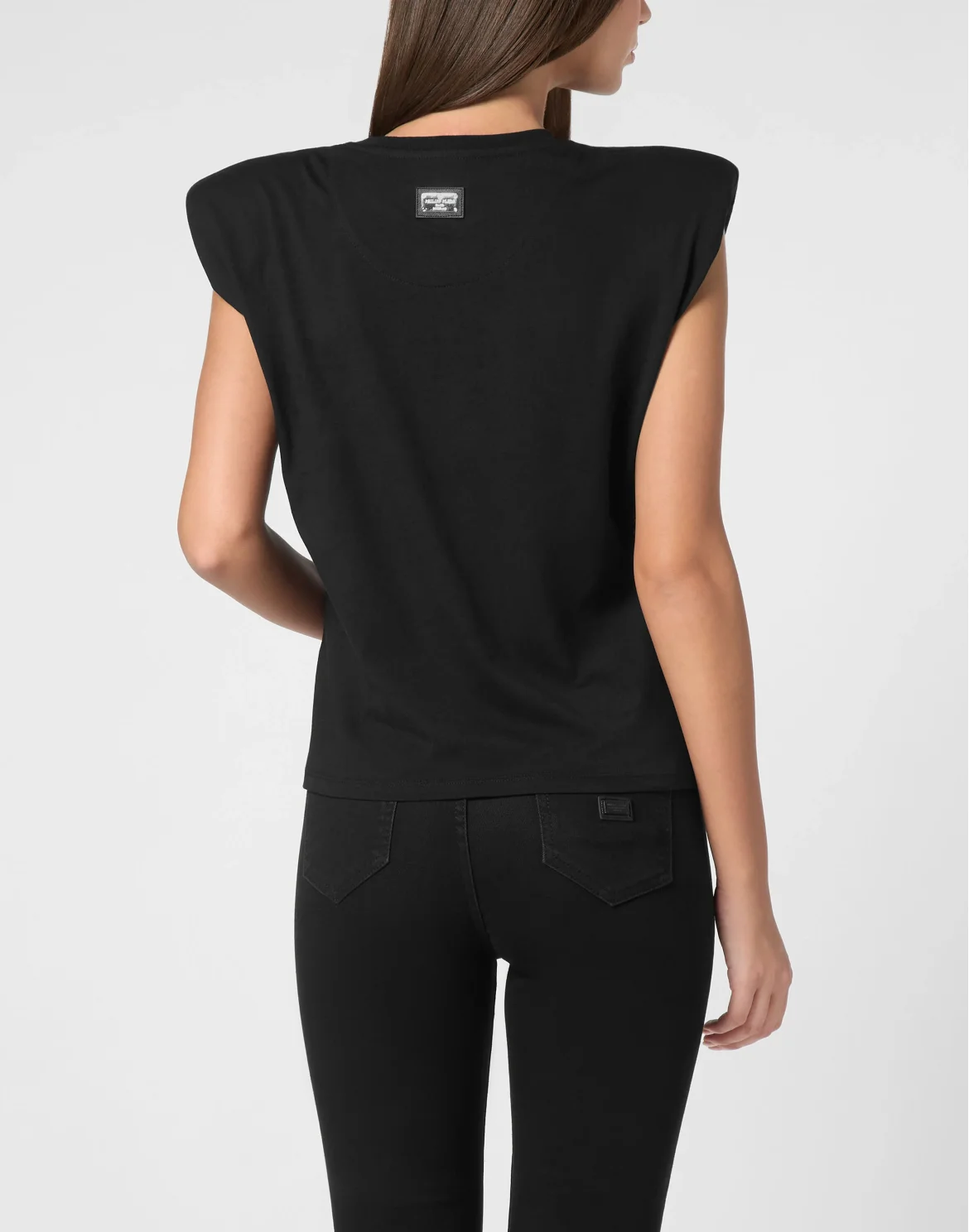 Tank Top Round Neck Piercing With Padded Shoulder, цвет: Черный