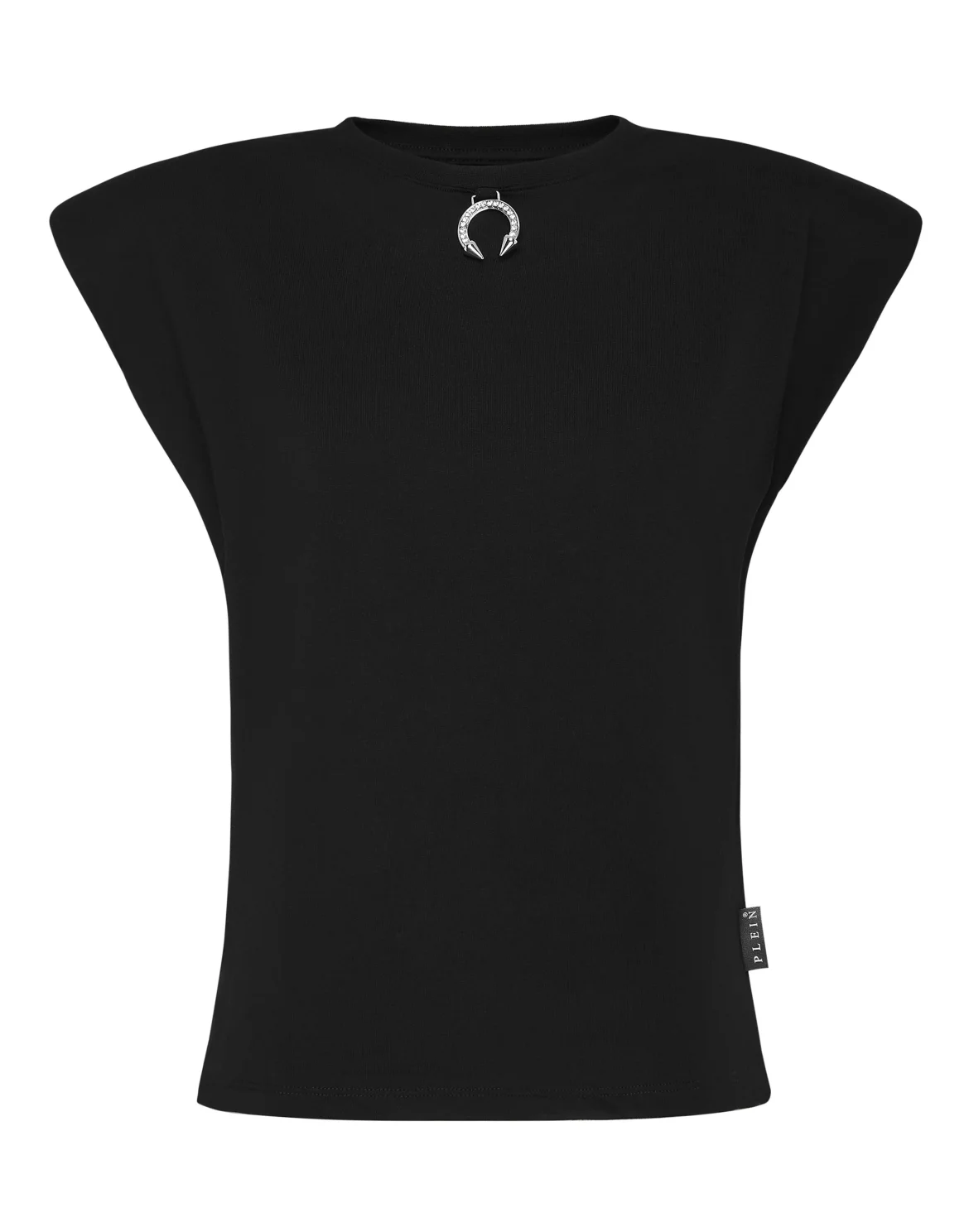 Tank Top Round Neck Piercing With Padded Shoulder, цвет: Черный
