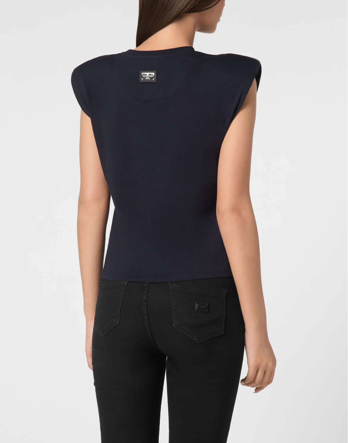 Tank Top Round Neck Piercing With Padded Shoulder, цвет: Синий