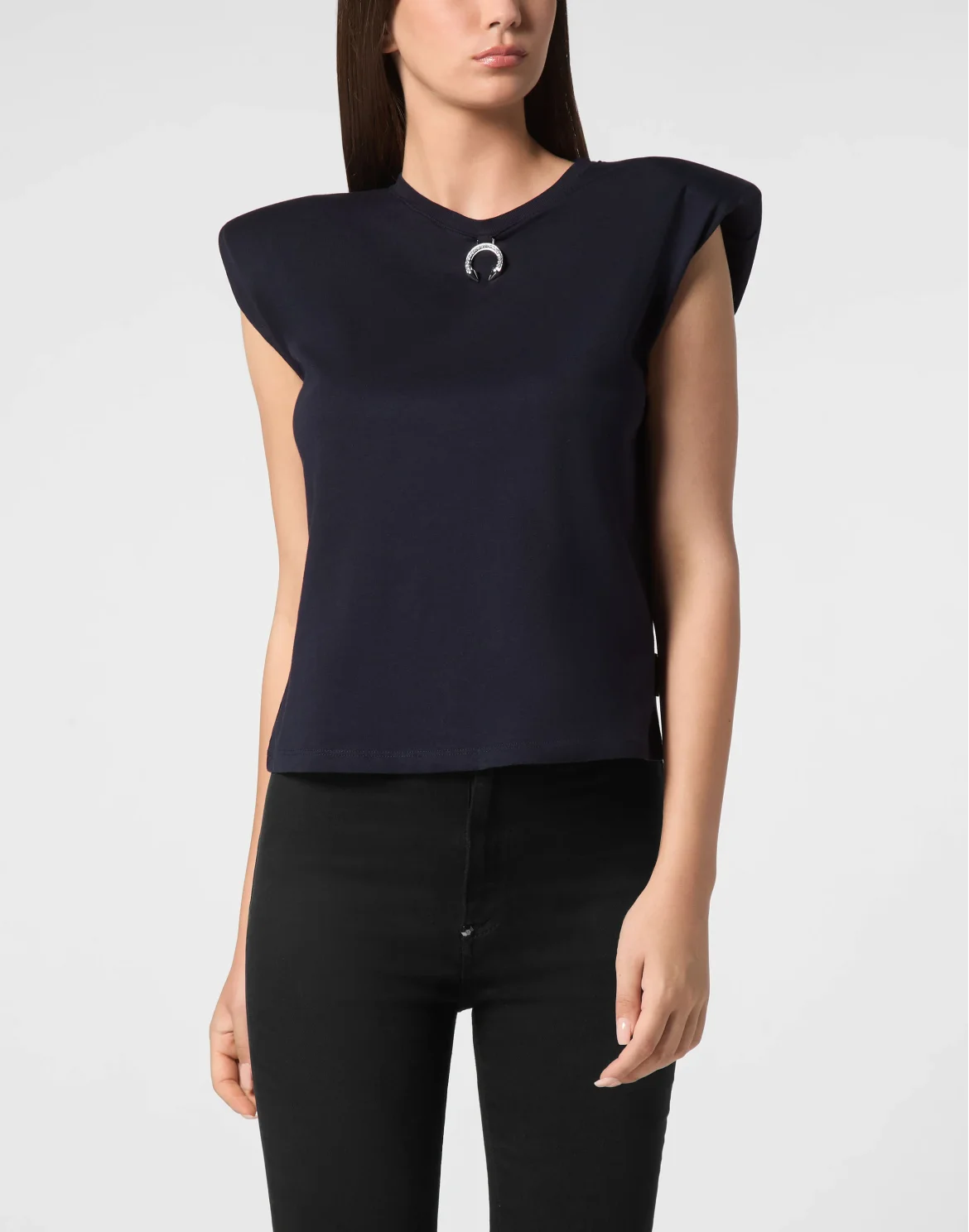 Tank Top Round Neck Piercing With Padded Shoulder, цвет: Синий