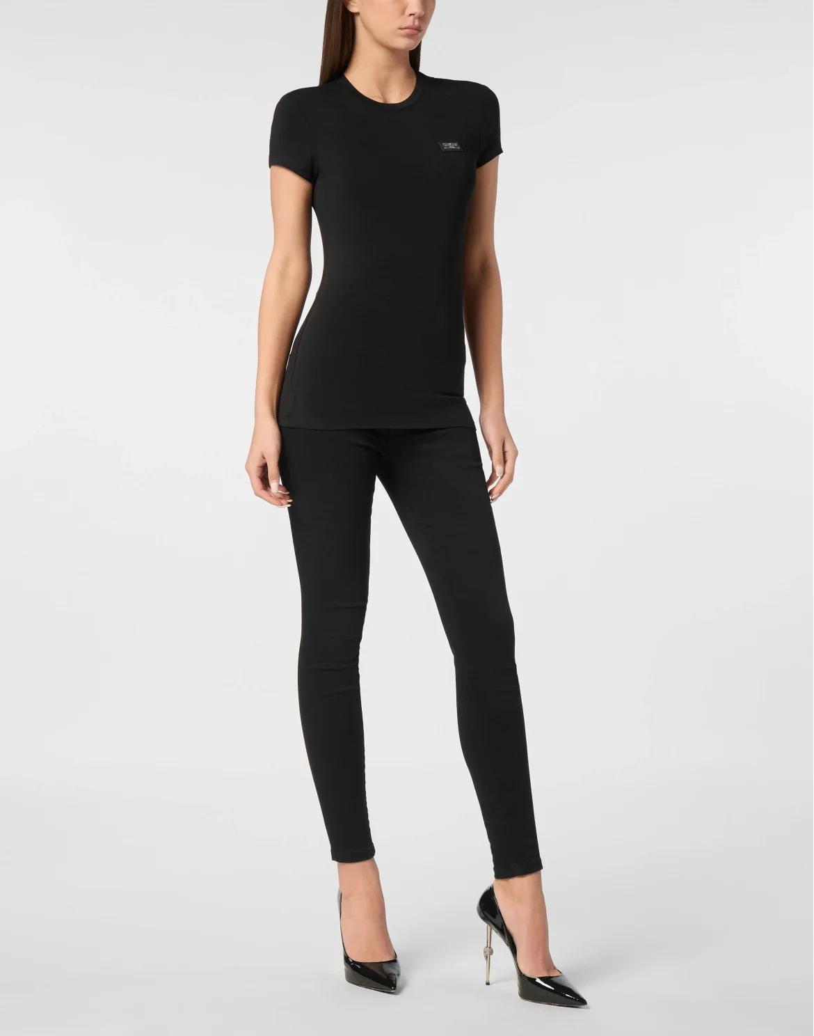 Modal T-Shirt Sexy Pure Round Neck SS, цвет: Черный