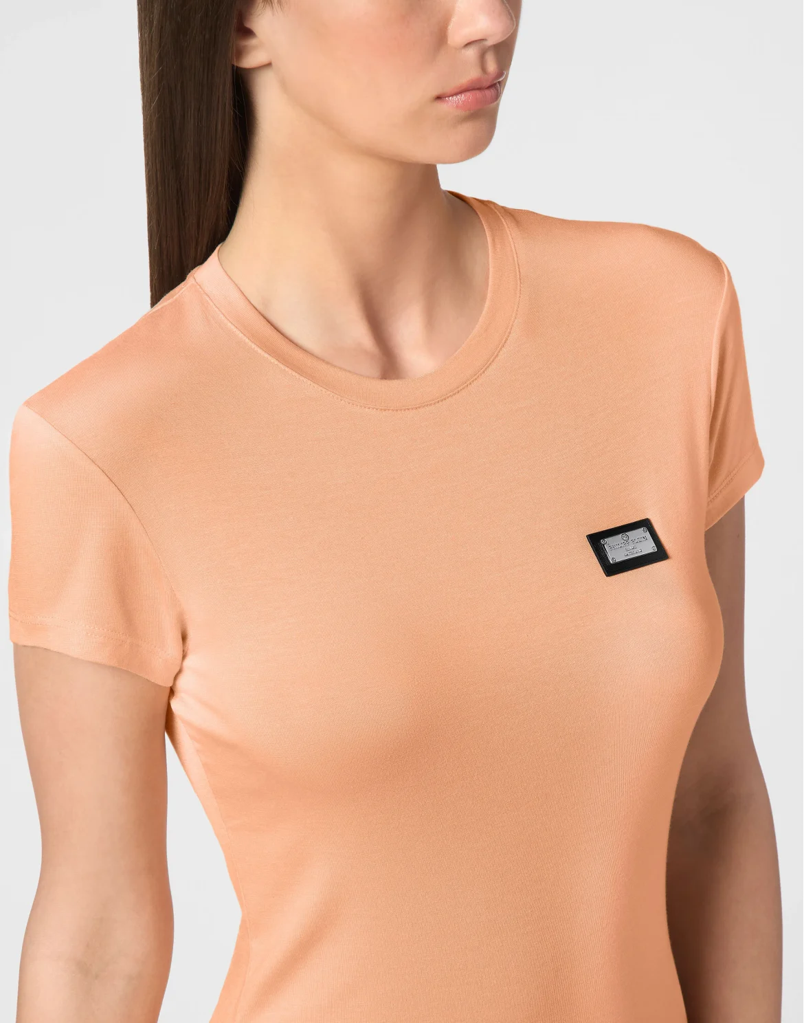 Modal T-Shirt Sexy Pure Round Neck SS, цвет: Оранжевый
