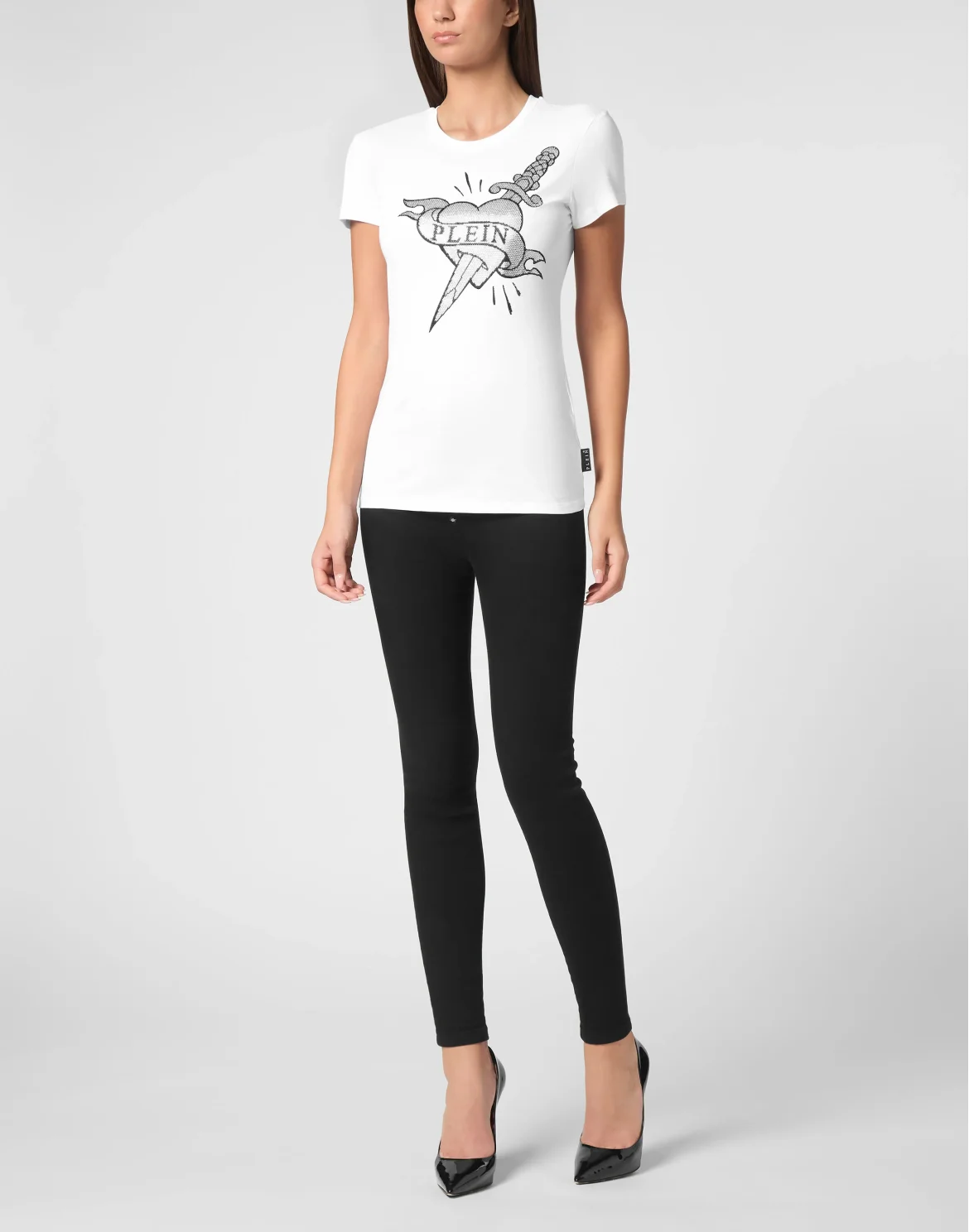 T-Shirt Sexy Pure Round Neck SS Strass Love Plein, цвет: Белый