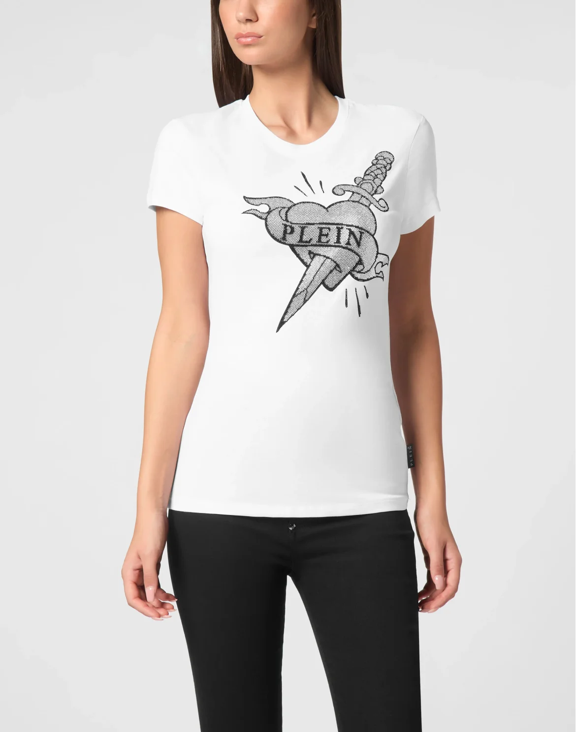 T-Shirt Sexy Pure Round Neck SS Strass Love Plein, цвет: Белый