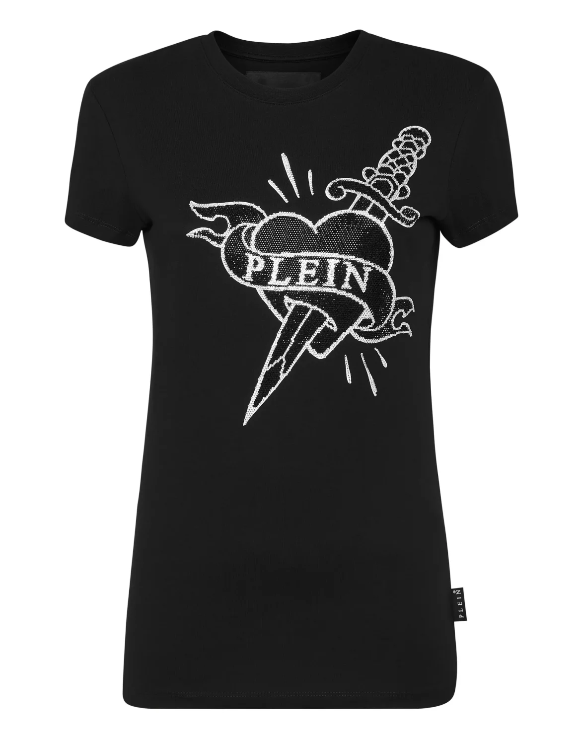 T-Shirt Sexy Pure Round Neck SS Strass Love Plein, цвет: Черный