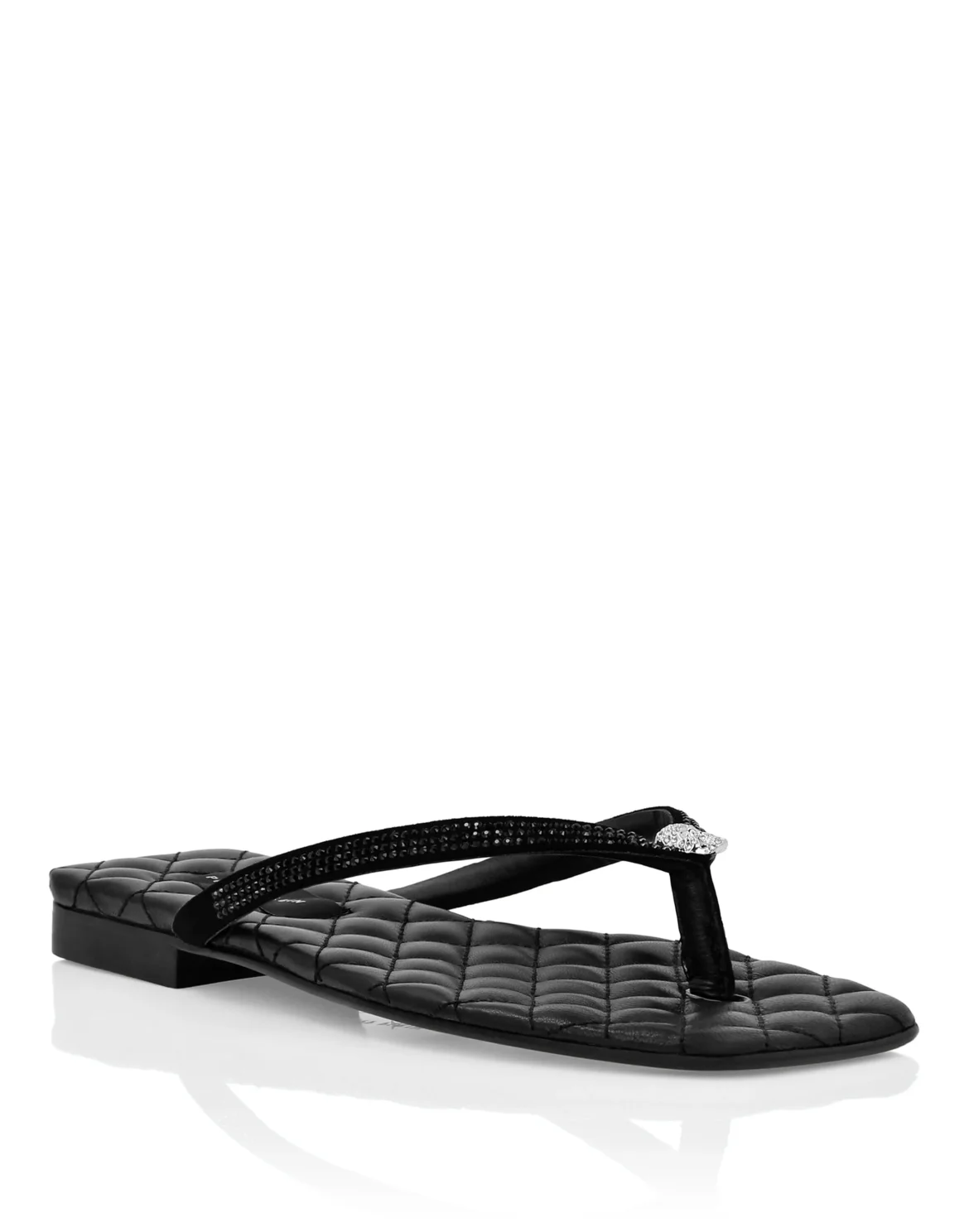 Nappa Leather Flip Flop Sandals Crystal, цвет: Черный