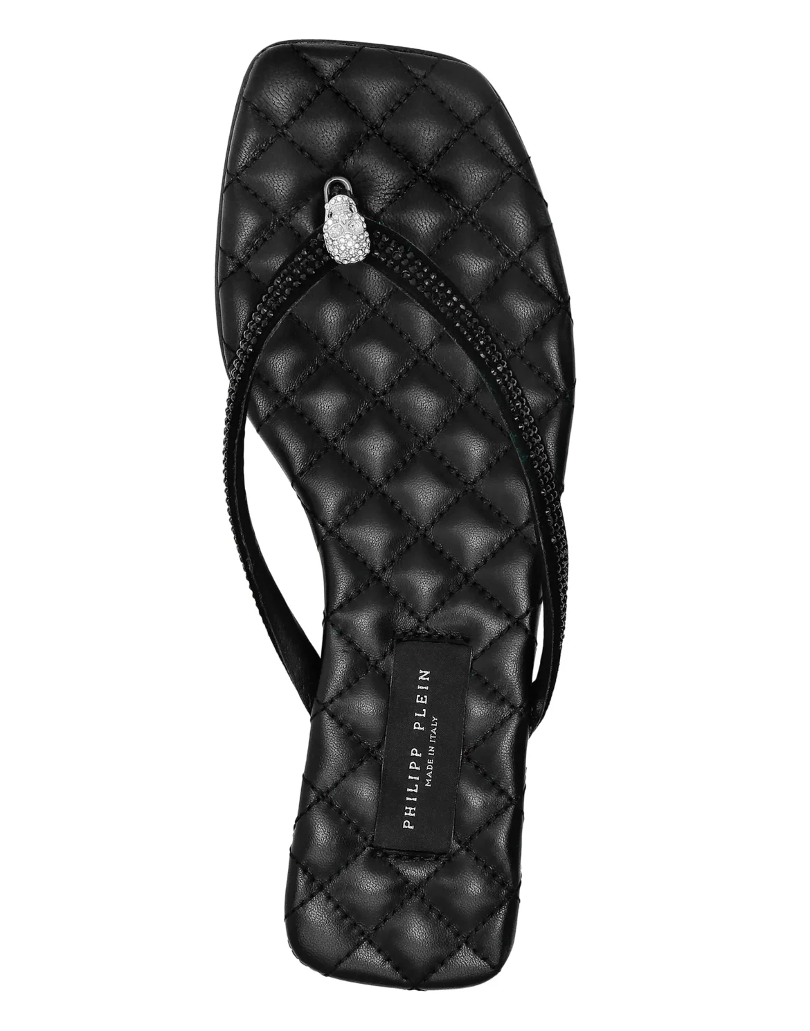 Nappa Leather Flip Flop Sandals Crystal, цвет: Черный