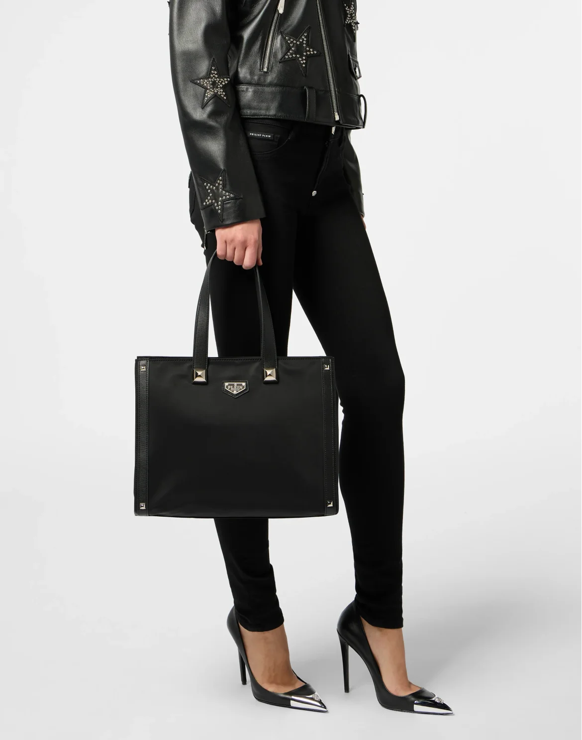 Nylon Tote Bag Studs, цвет: Черный