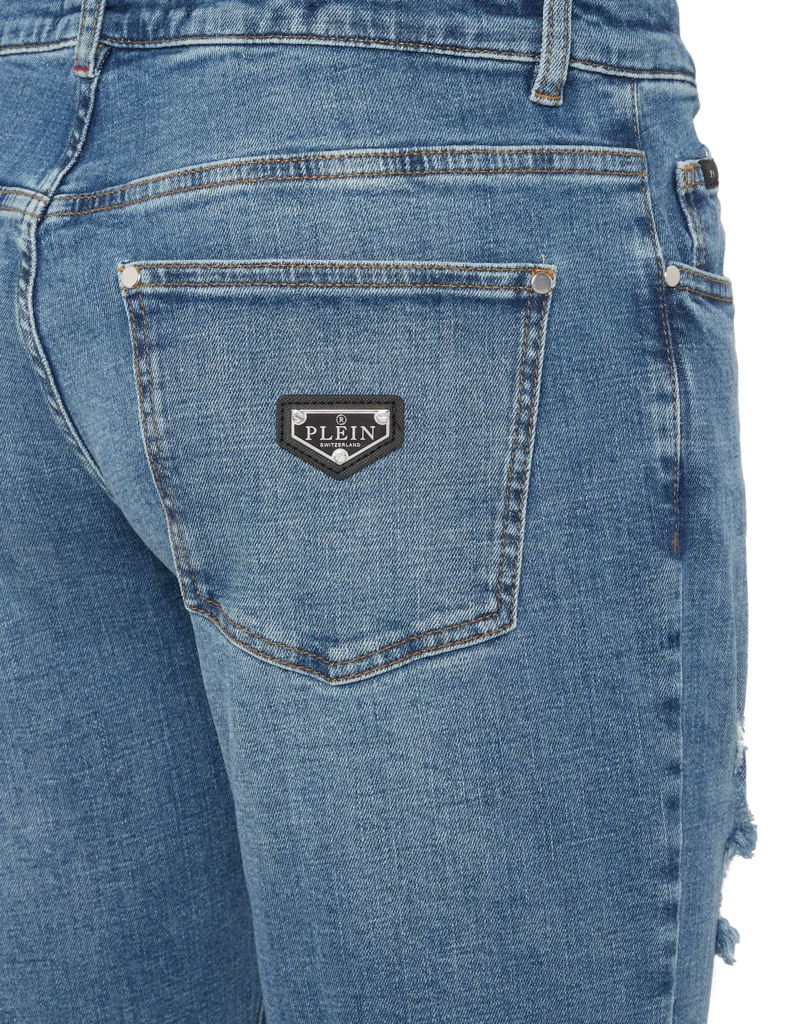 Destroyed Super Straight Cut Jeans, цвет: Синий