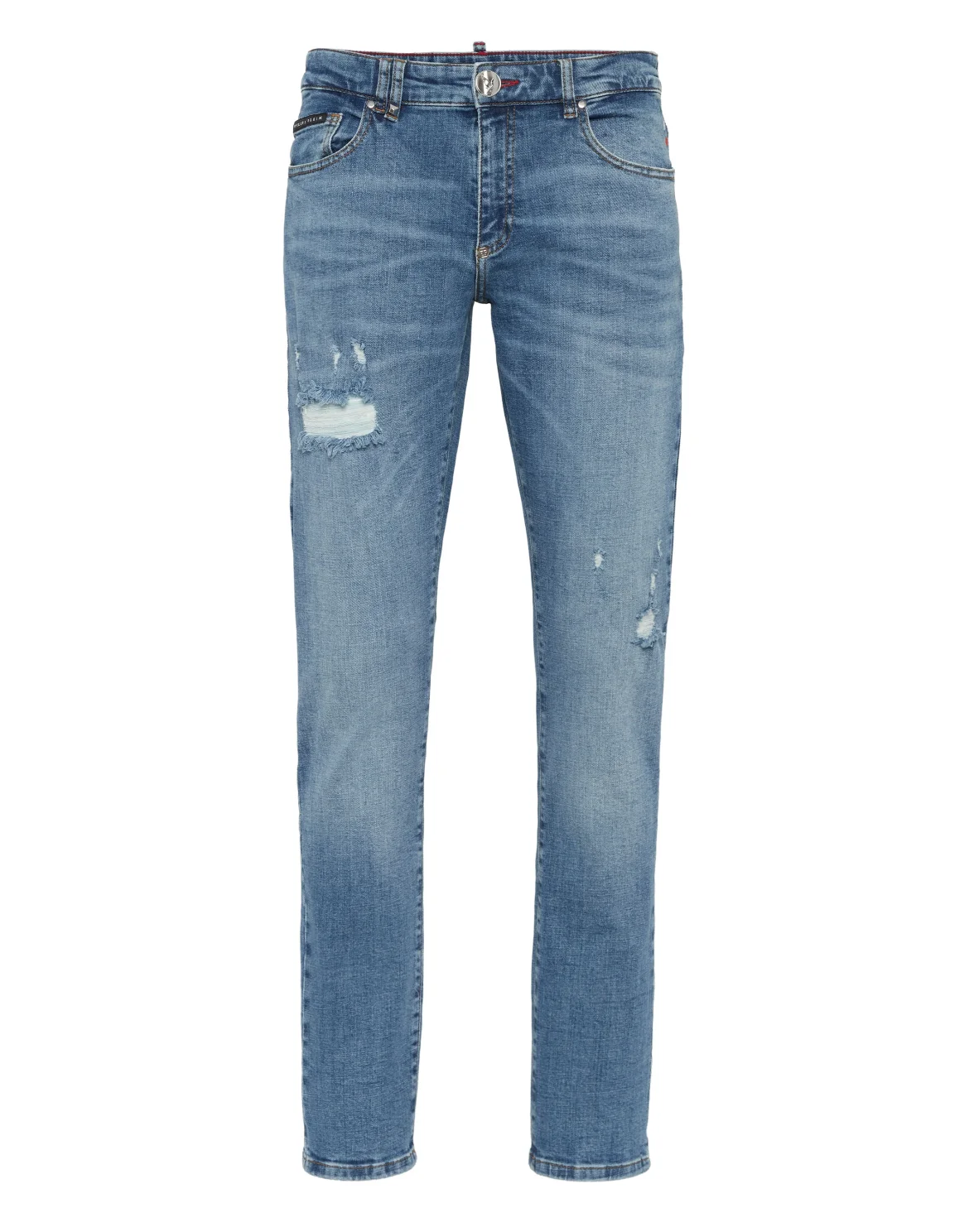 Destroyed Super Straight Cut Jeans, цвет: Синий