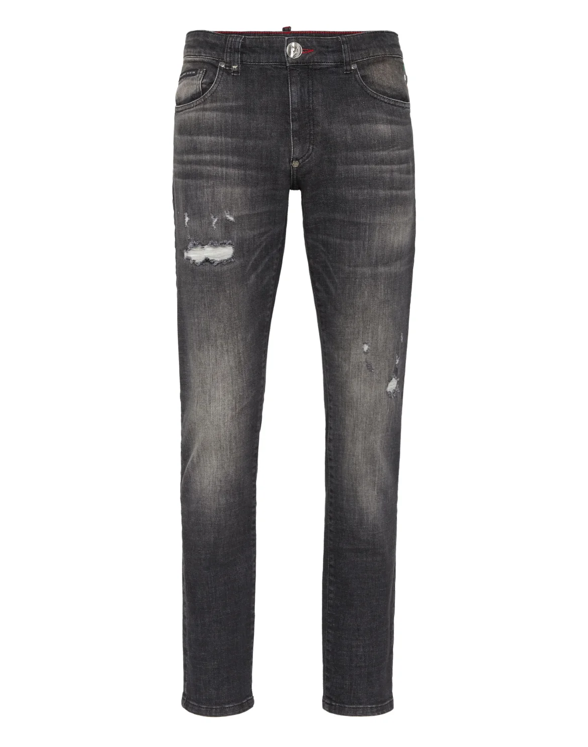 Destroyed Super Straight Cut Jeans, цвет: Серый
