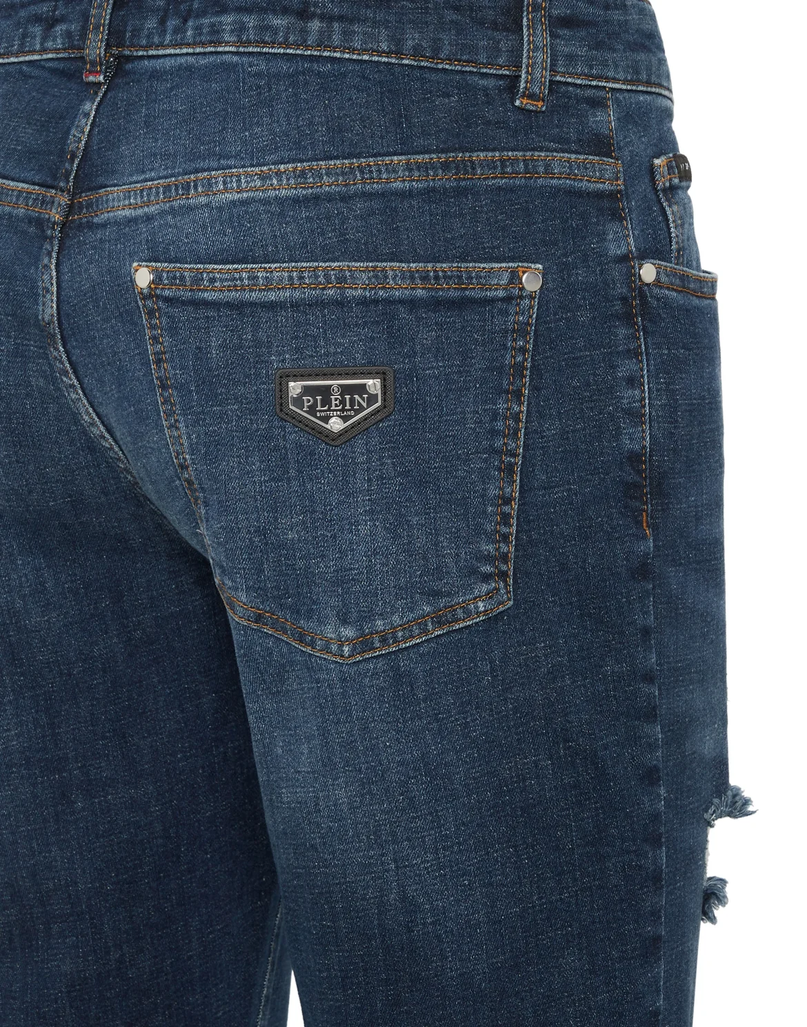 Destroyed Super Straight Cut Jeans, цвет: Синий